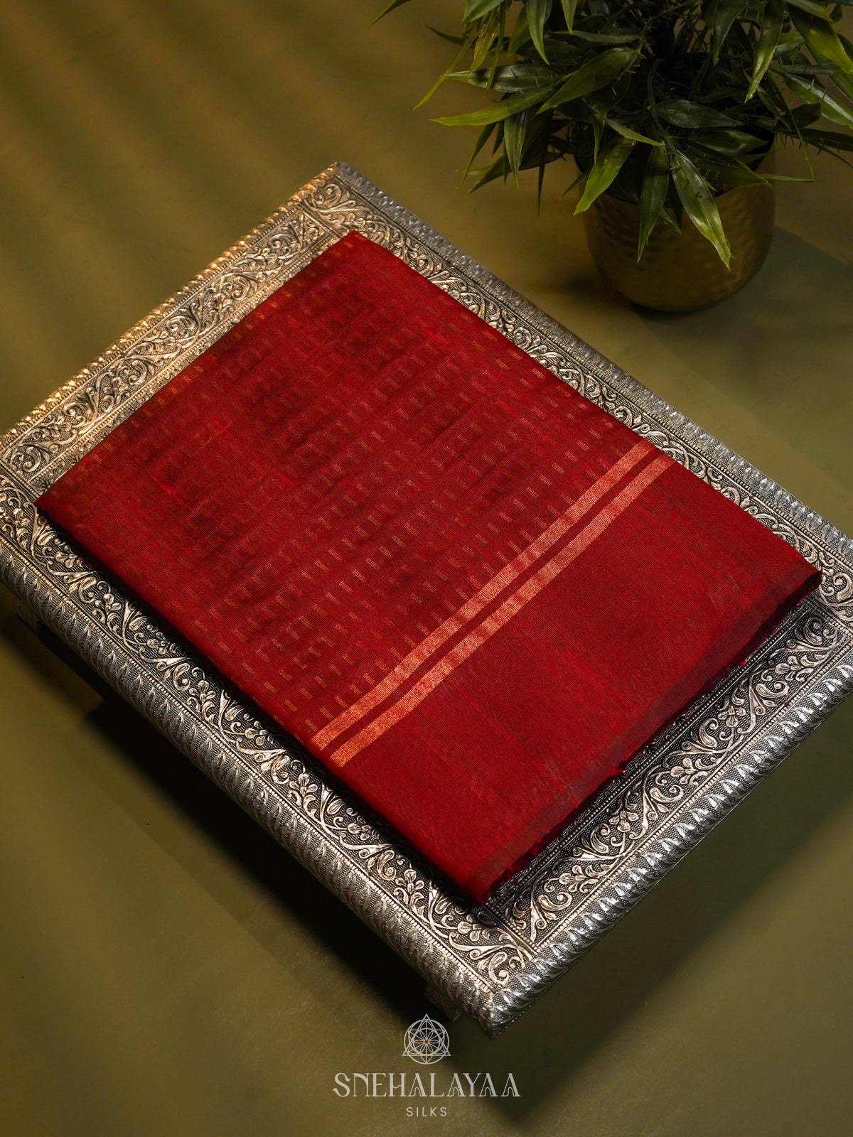 Red Dupion Silk Saree