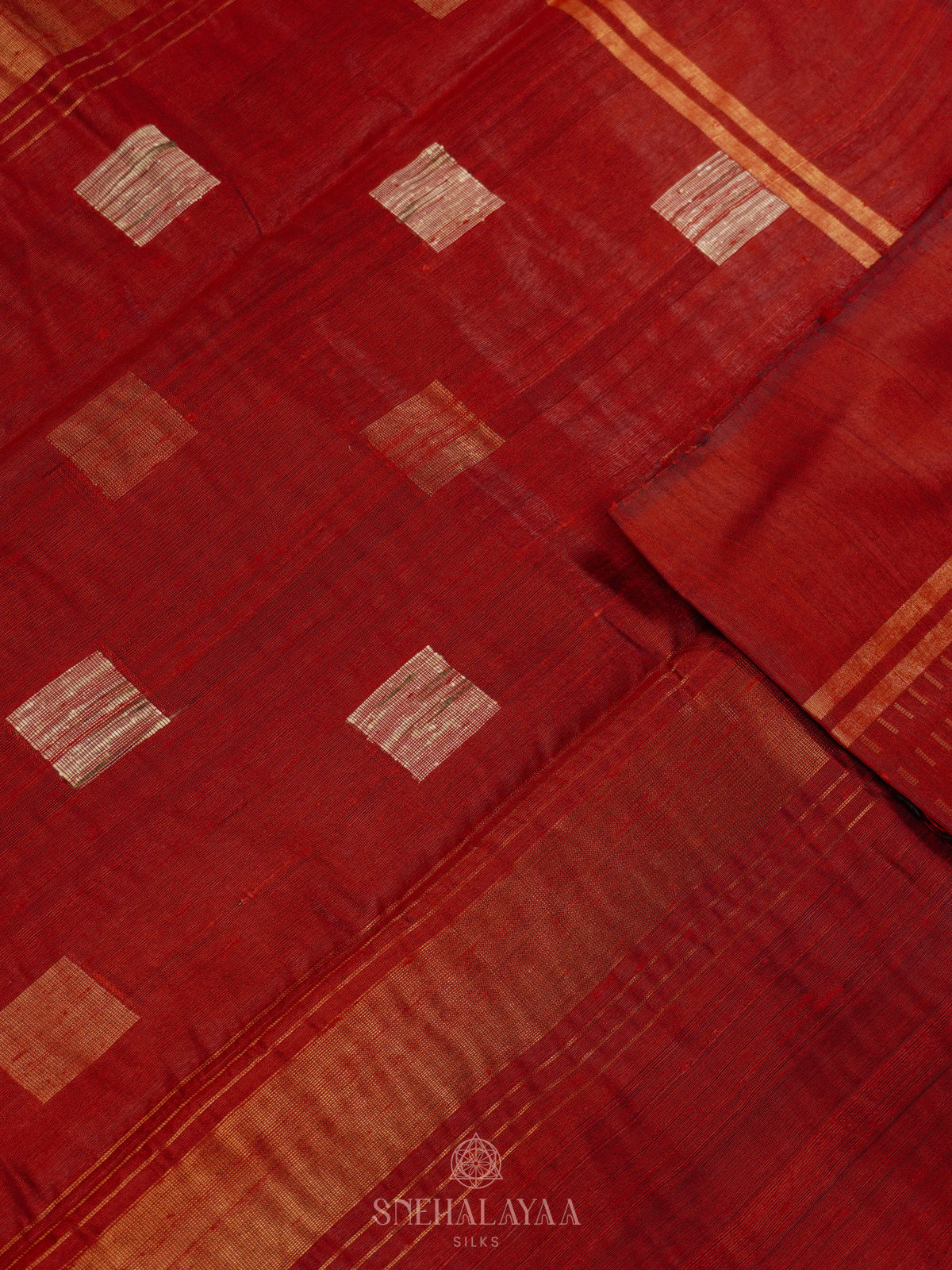 Red Dupion Silk Saree