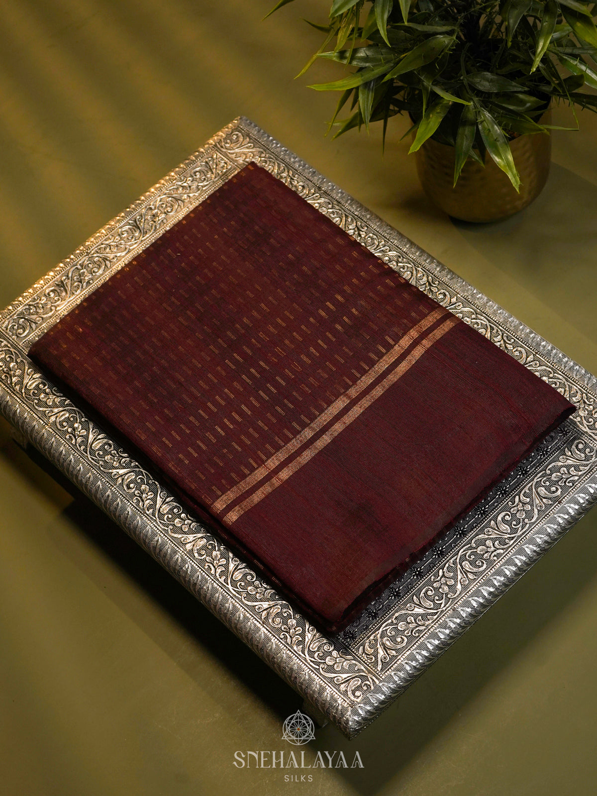 Brown Dupion Silk Saree