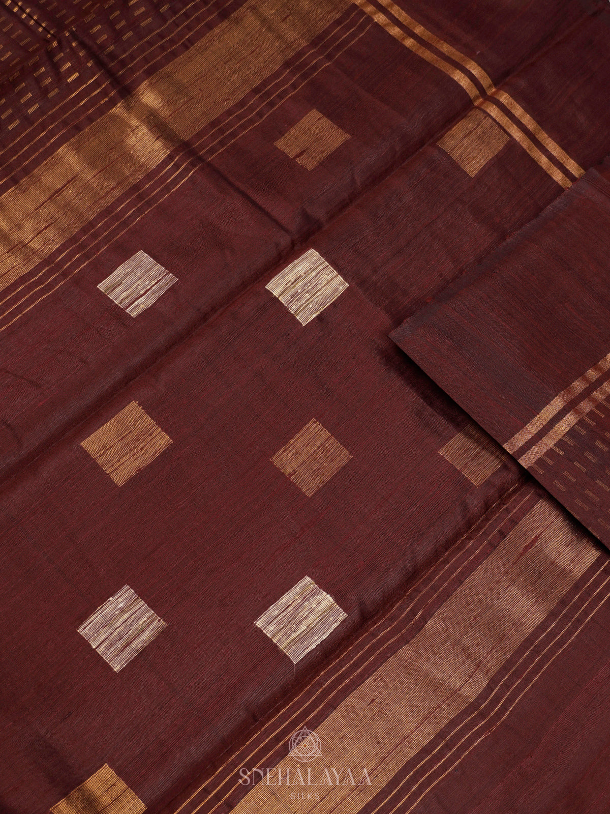 Brown Dupion Silk Saree