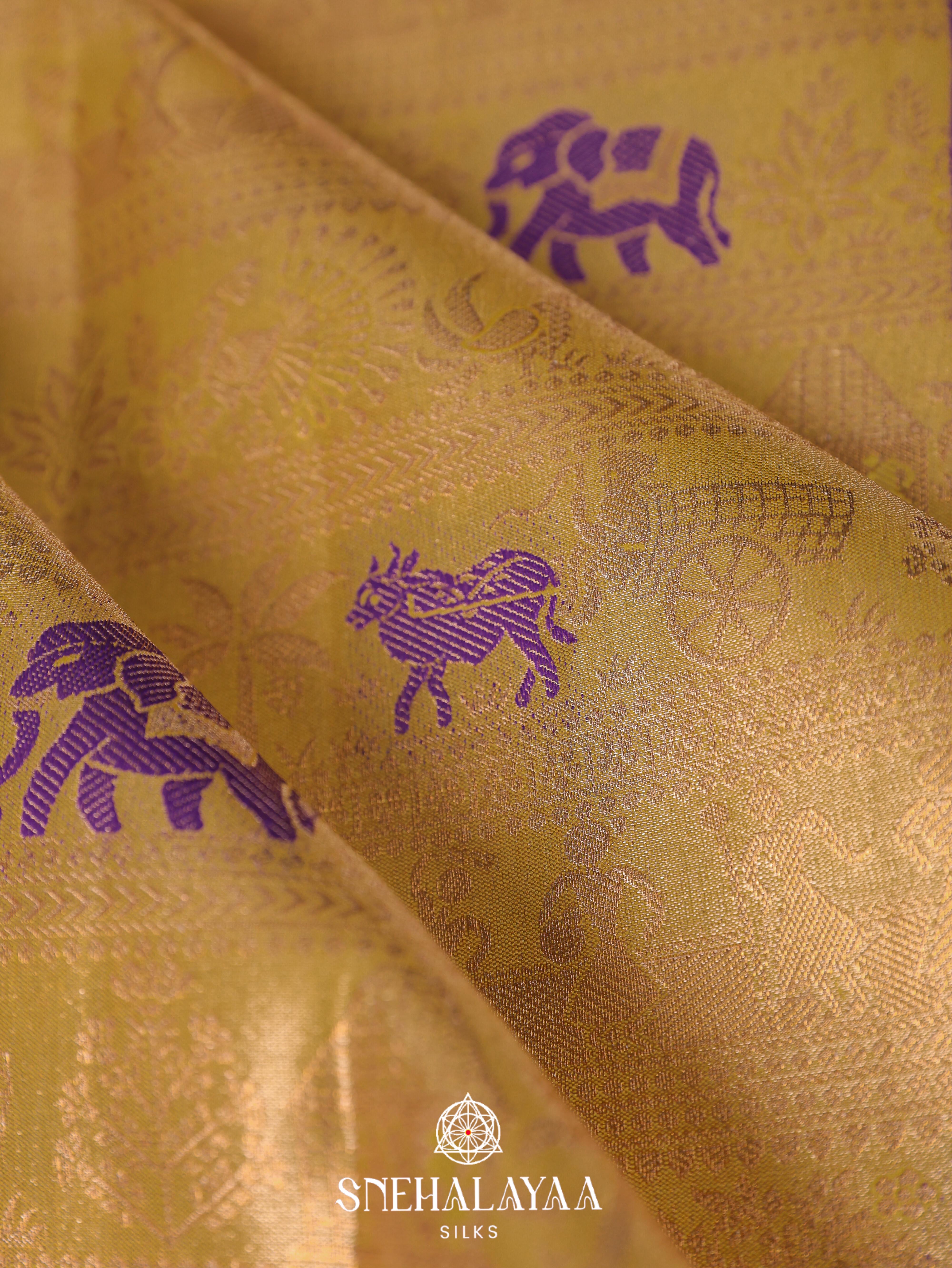 Yellow Art Silk Saree