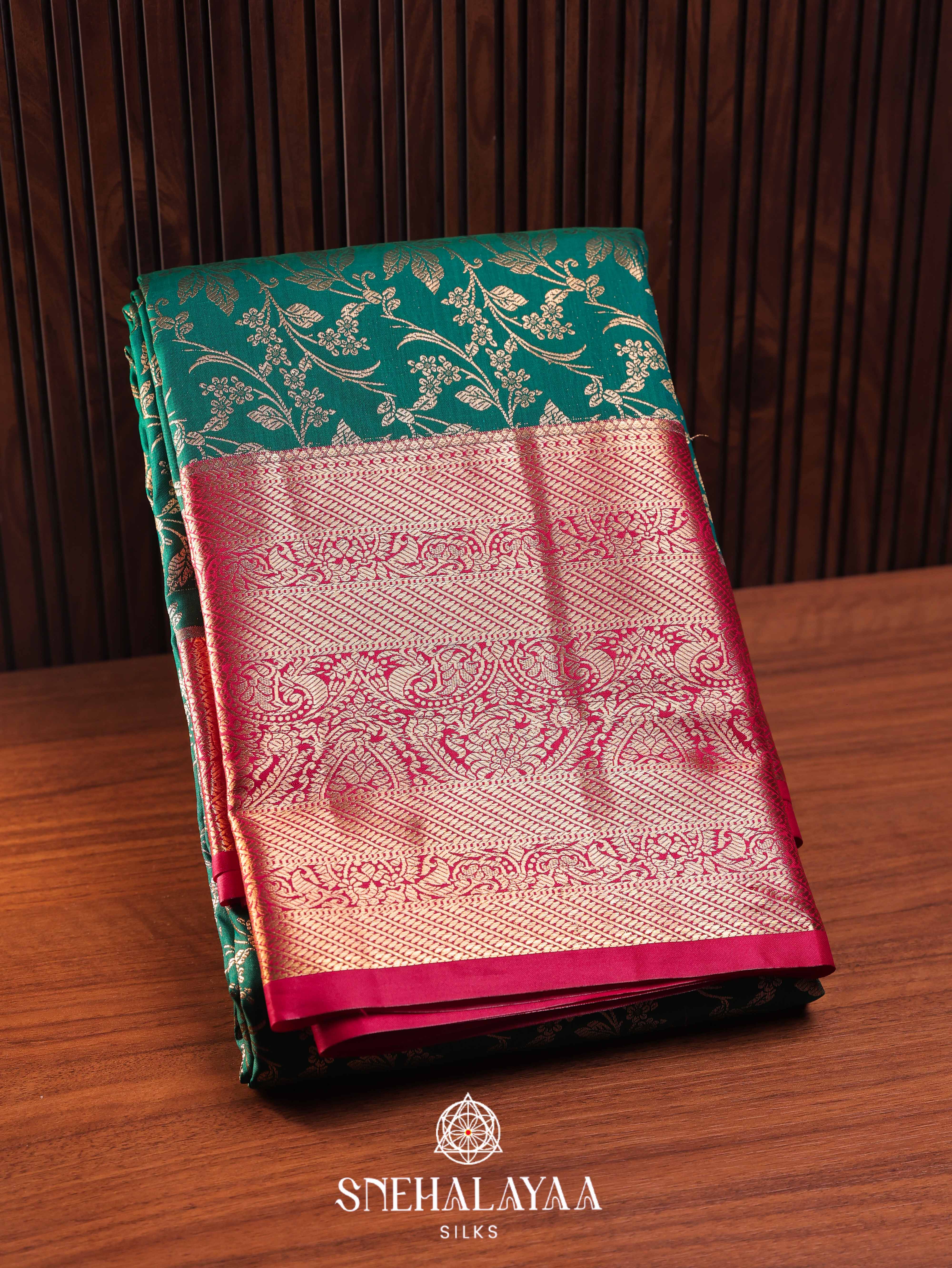 Forest Green Art Silk Saree