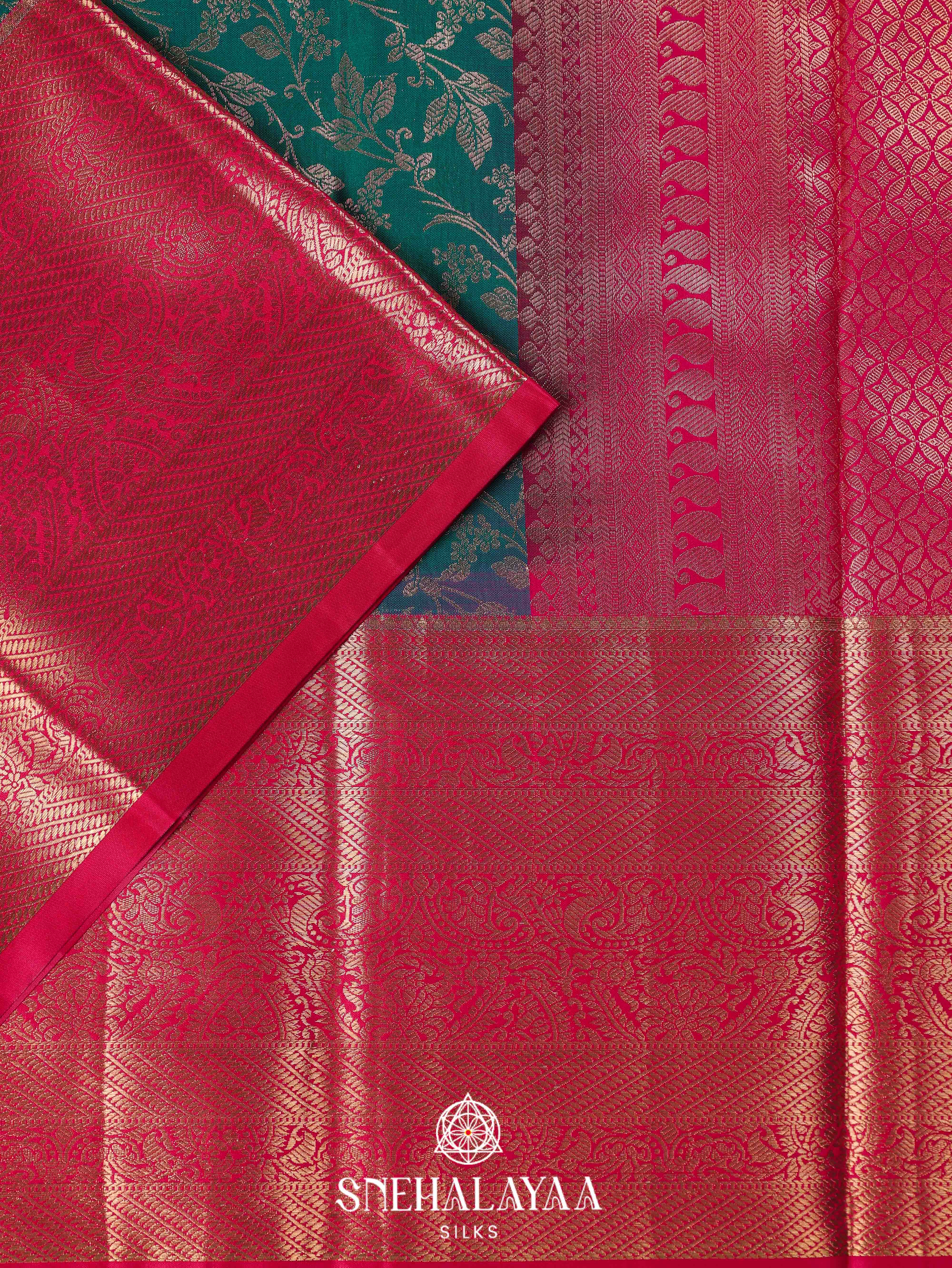 Forest Green Art Silk Saree