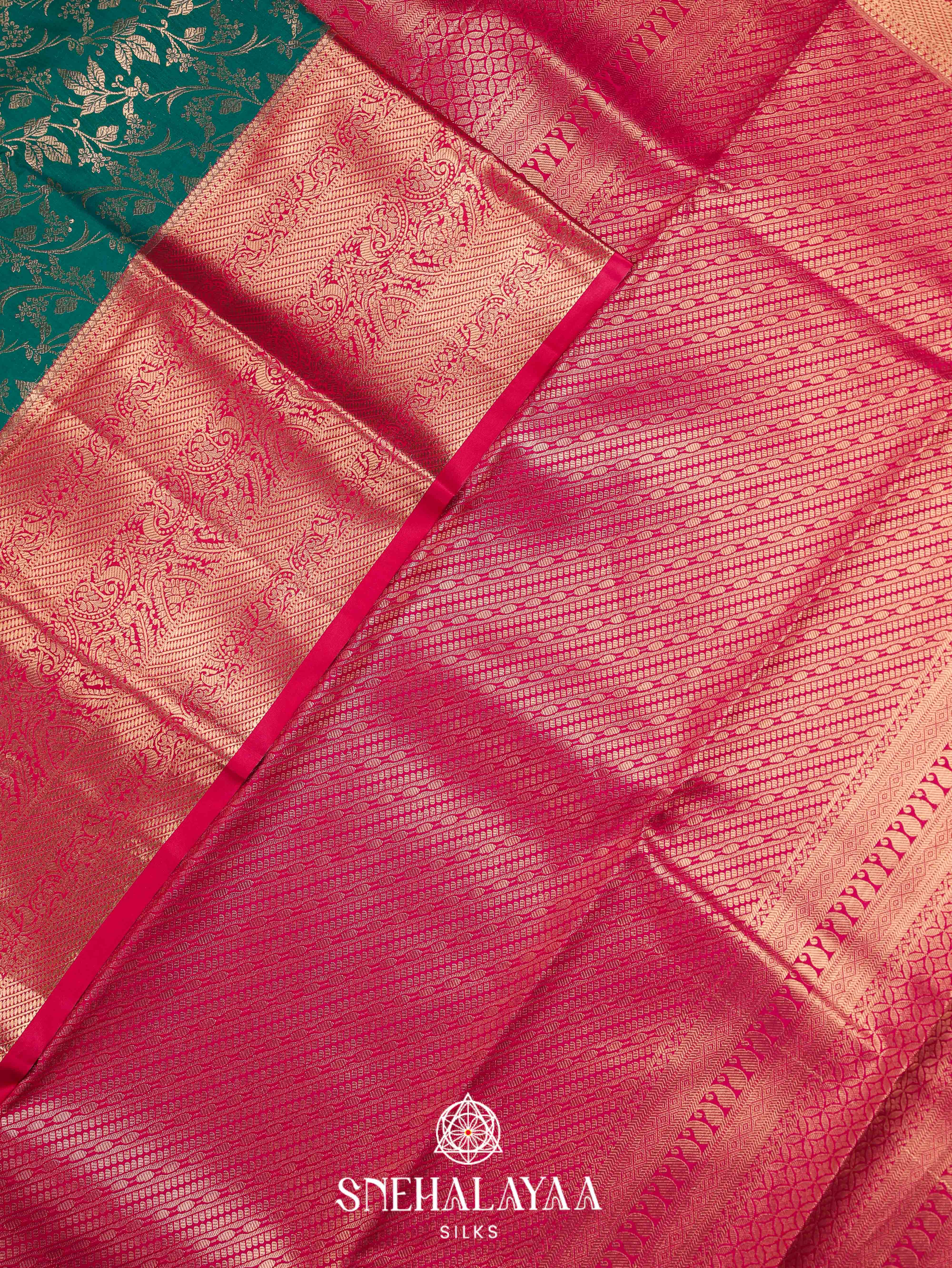 Forest Green Art Silk Saree