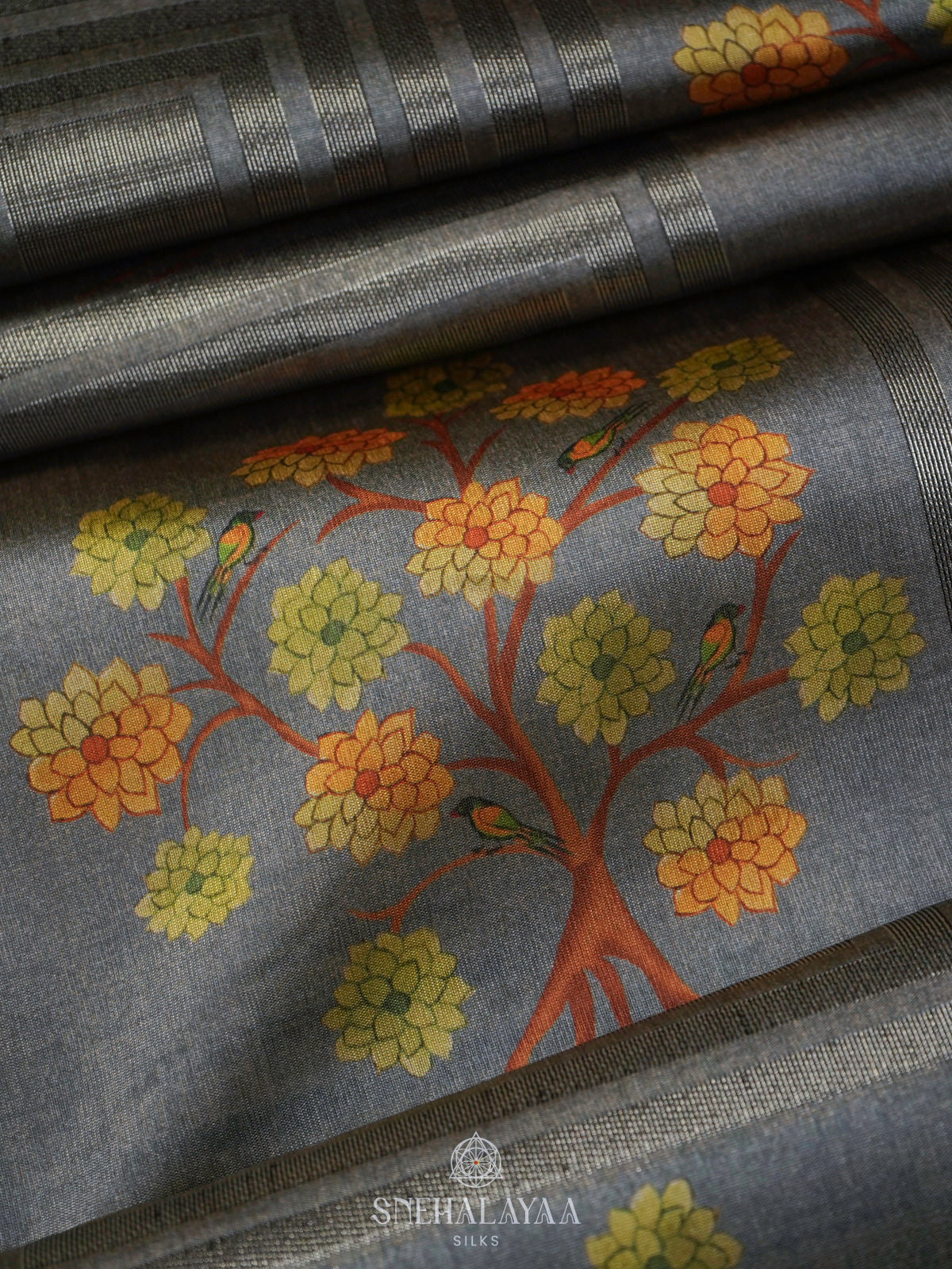 Grey Jute Saree
