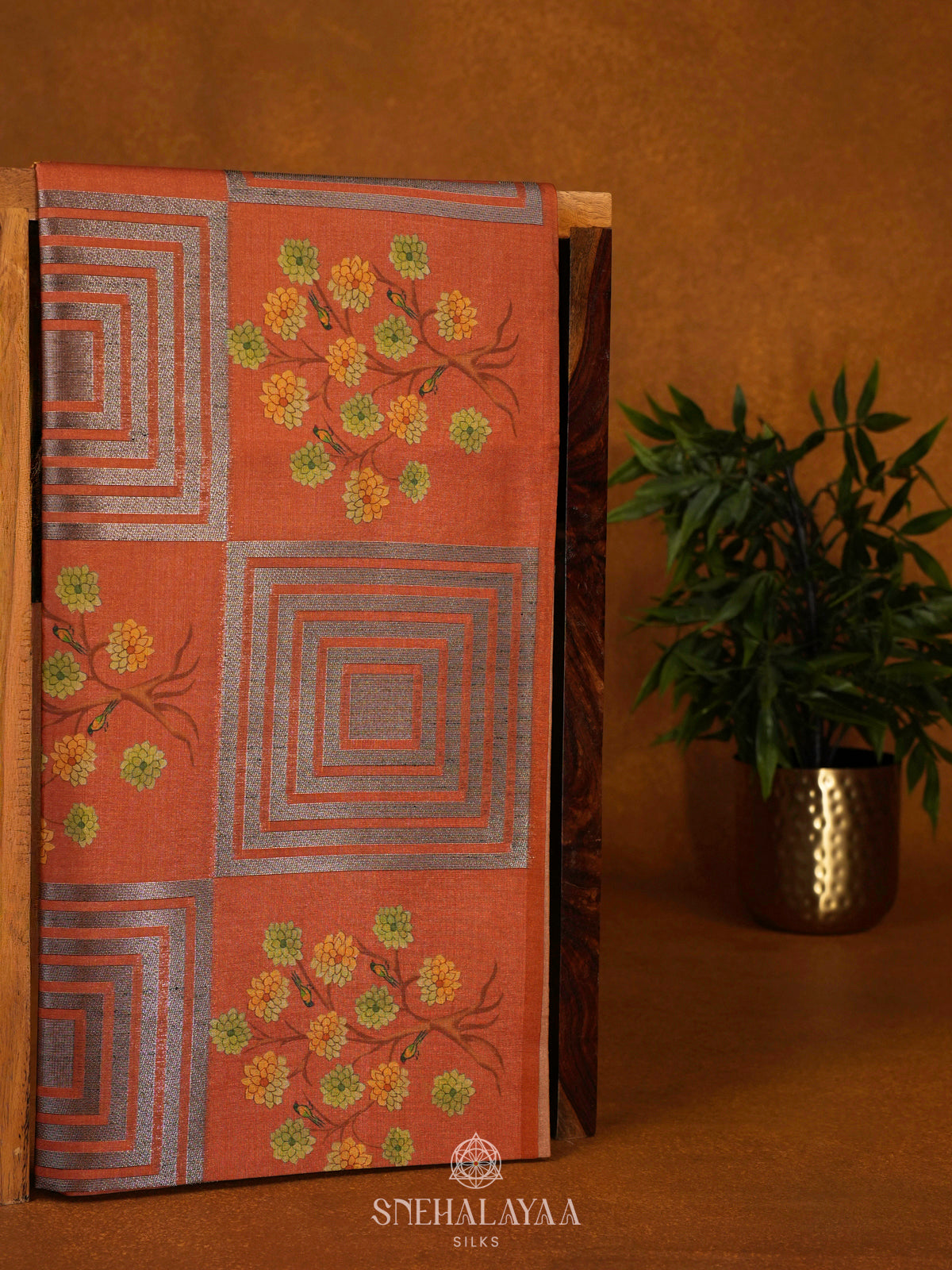 Orange Jute Saree