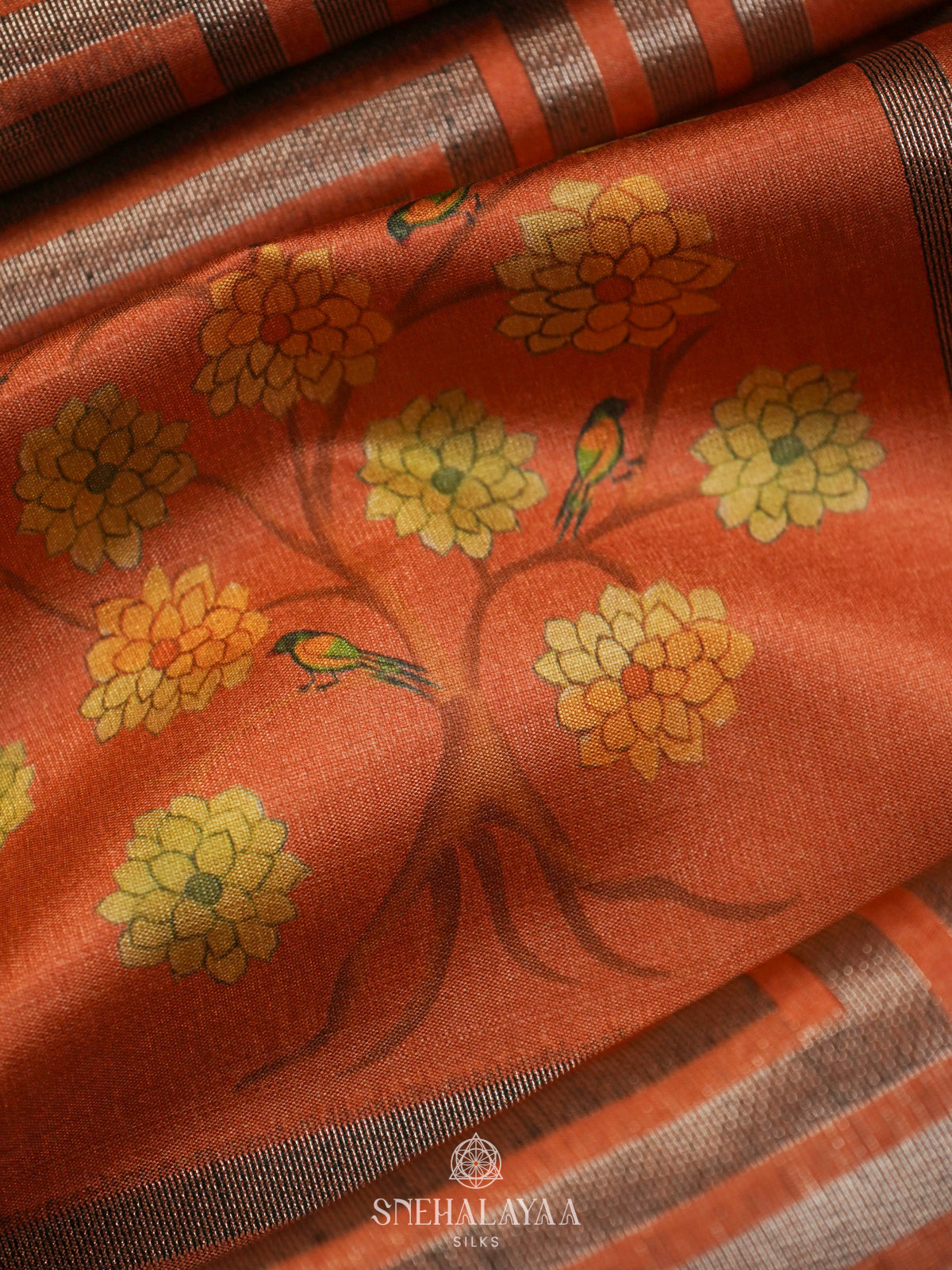 Orange Jute Saree