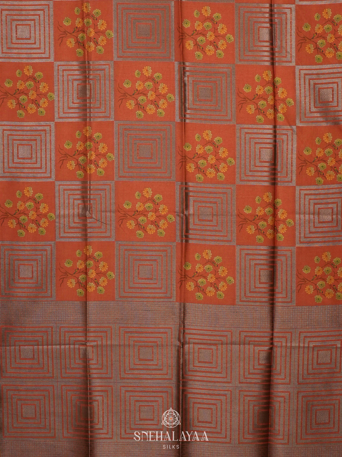 Orange Jute Saree