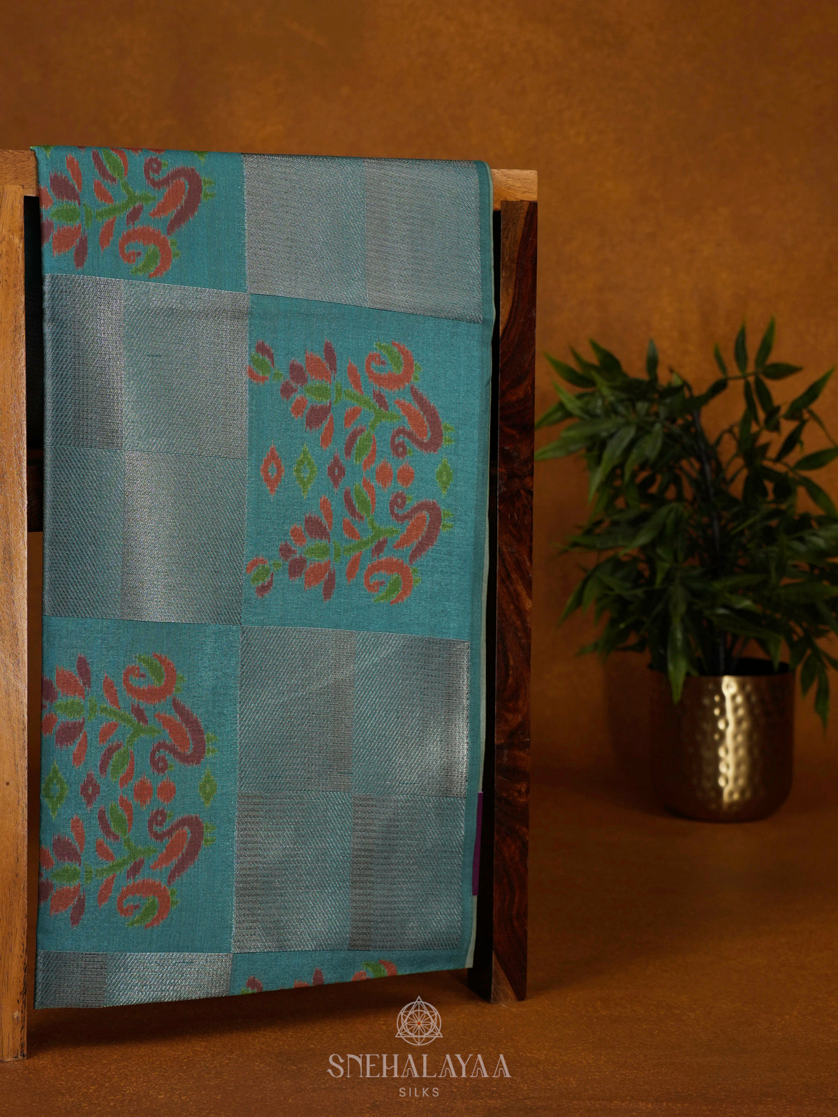 Peacock Blue Jute Saree