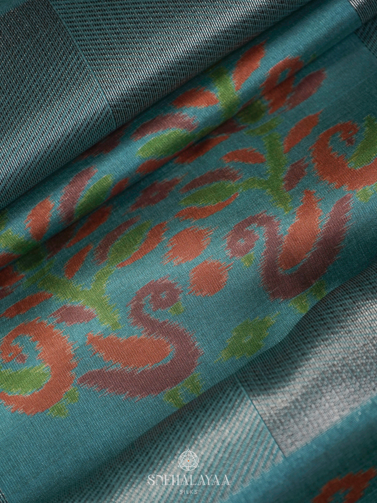 Peacock Blue Jute Saree