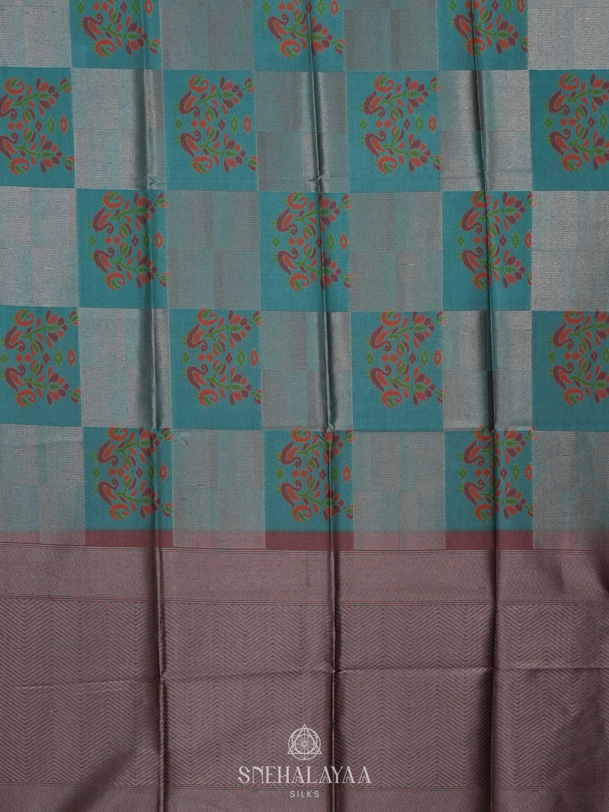 Peacock Blue Jute Saree