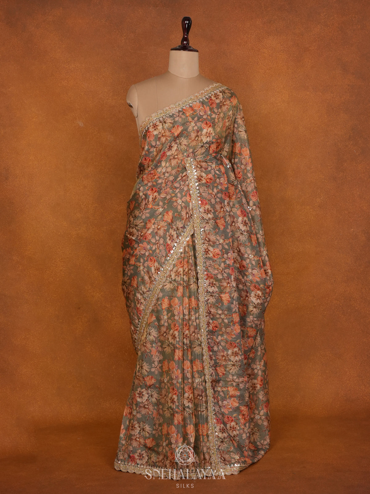 Brown Designer Saree