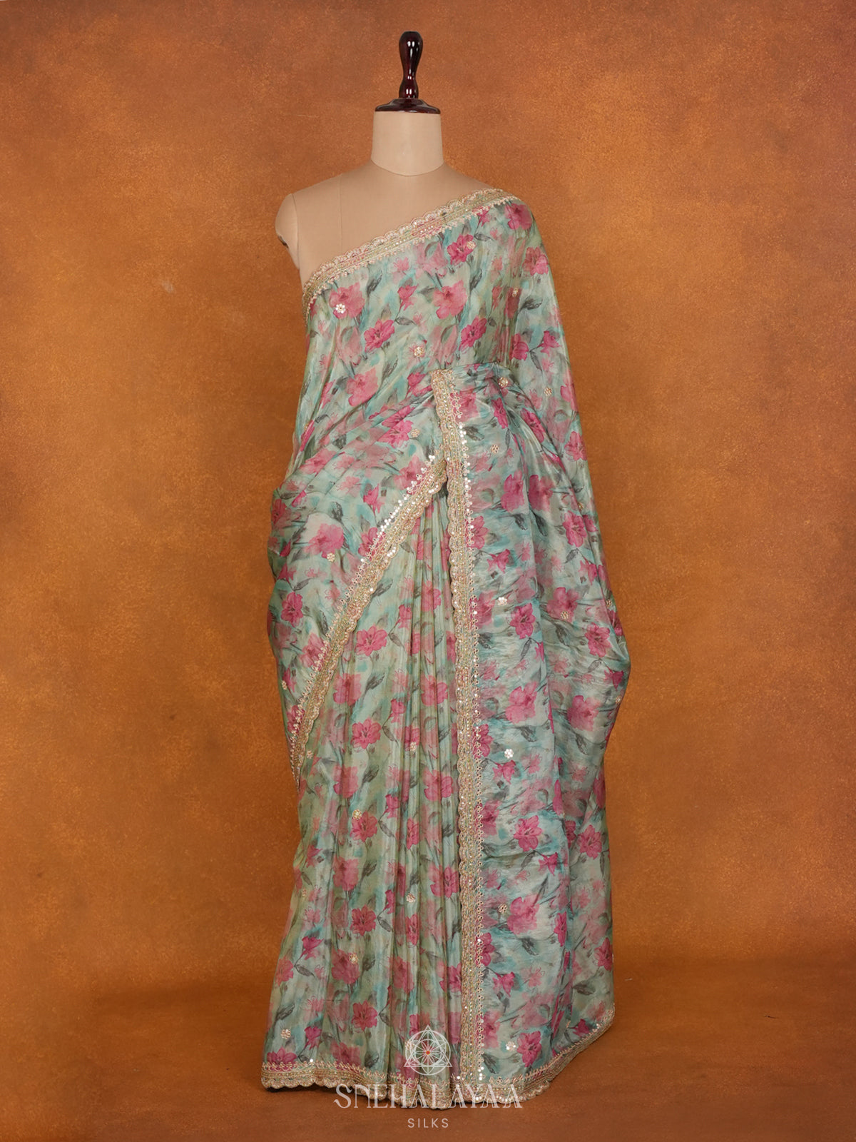 Mint Green Designer Saree