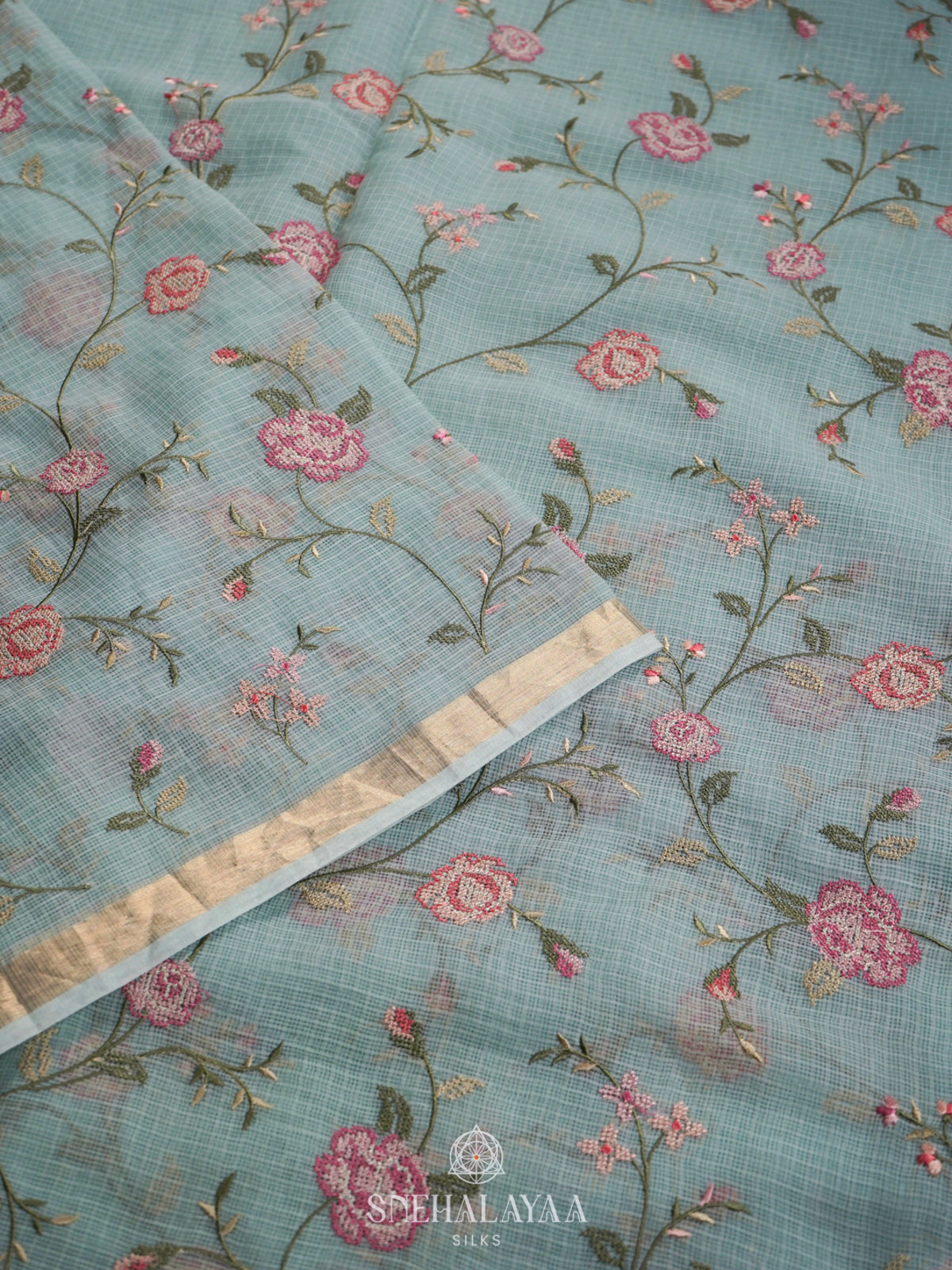 Pale Blue Kota Saree