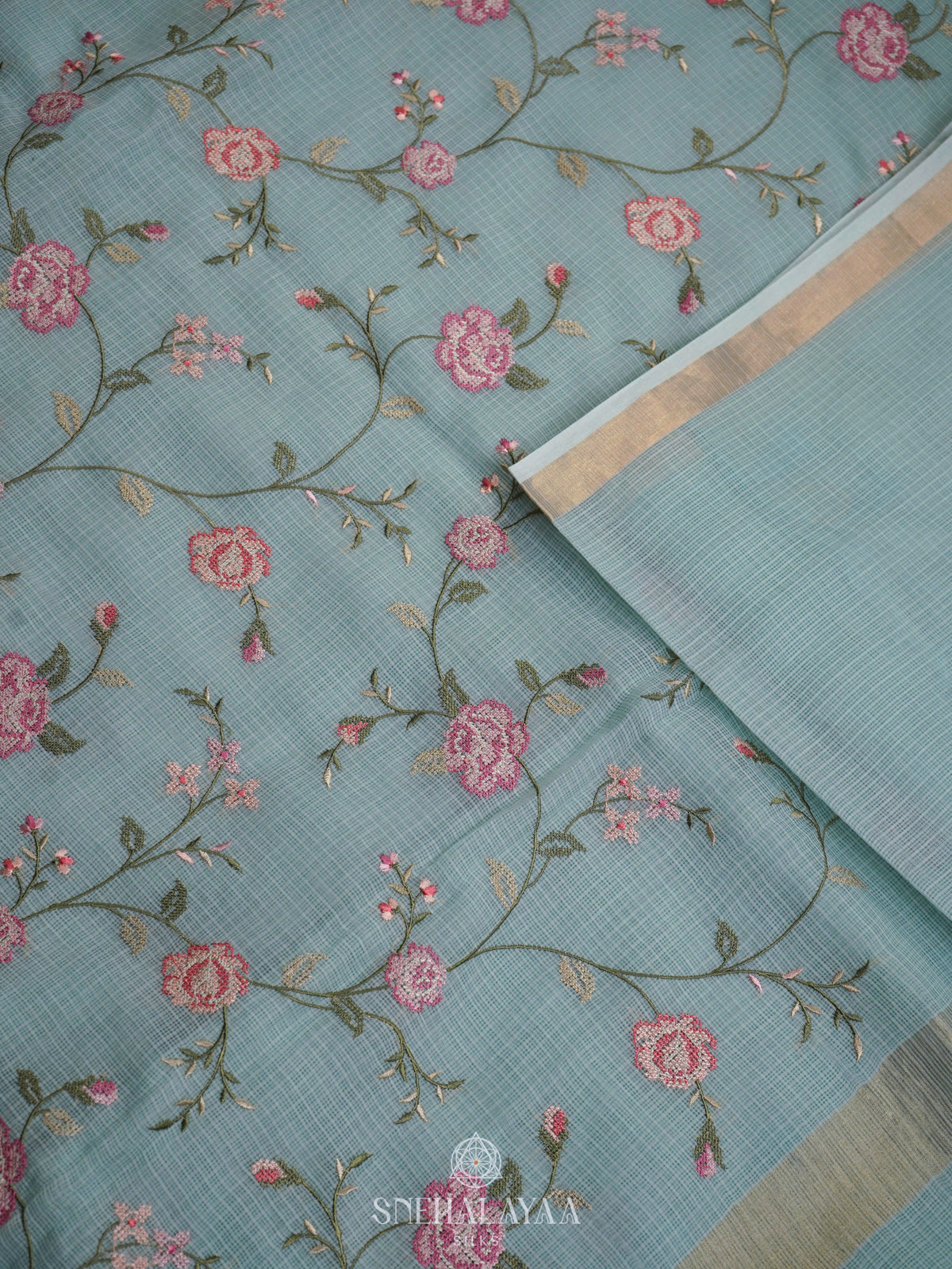 Pale Blue Kota Saree