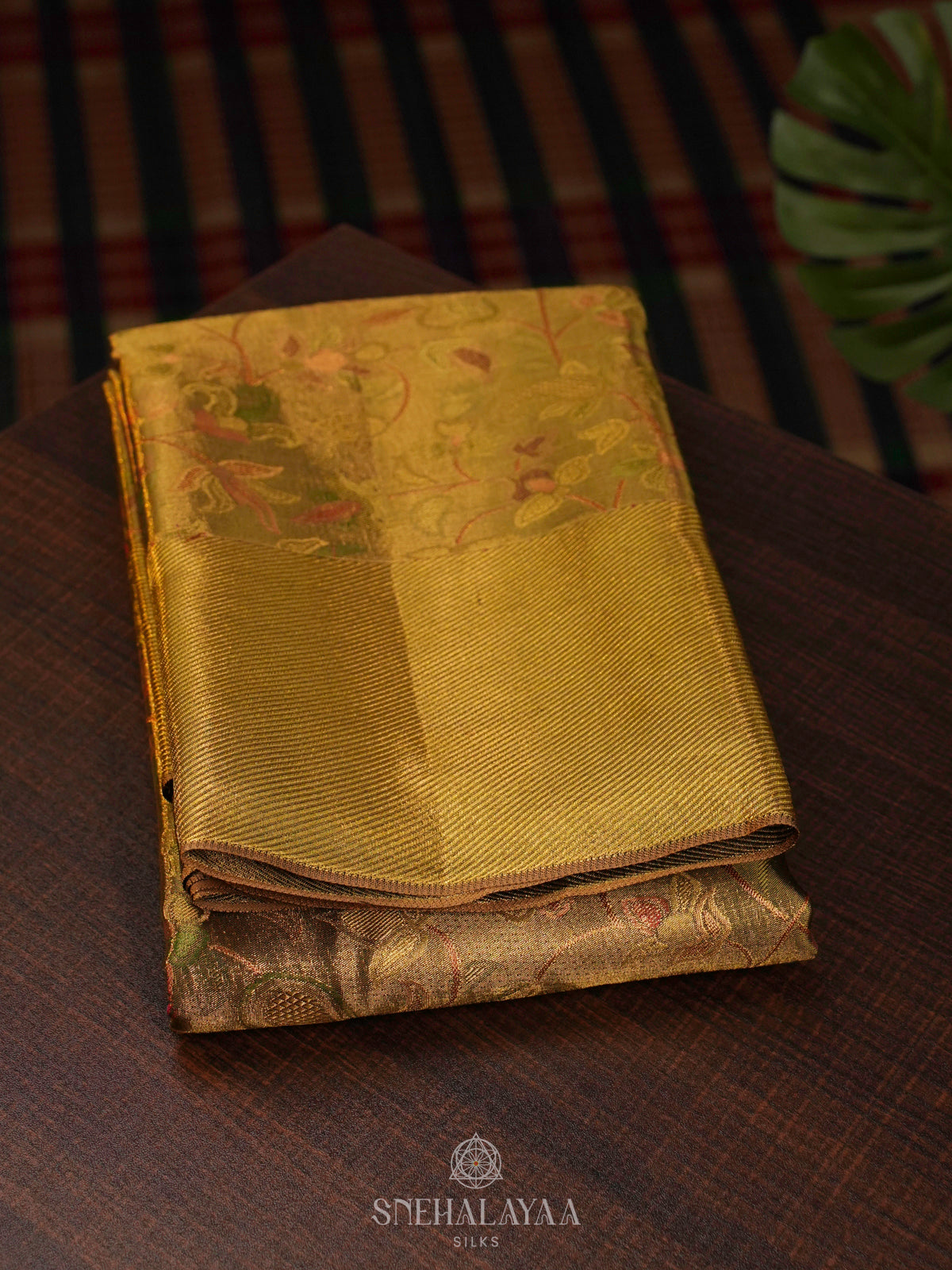 Golden Kanjivaram Silk Saree