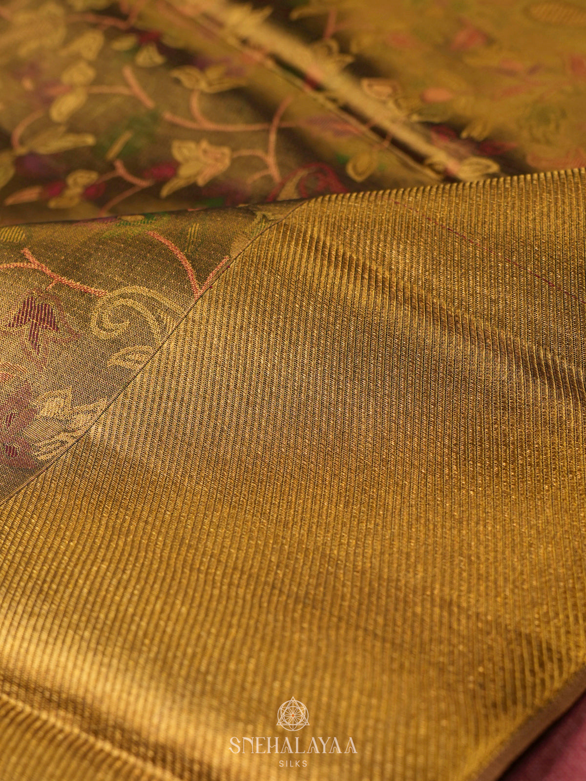 Golden Kanjivaram Silk Saree