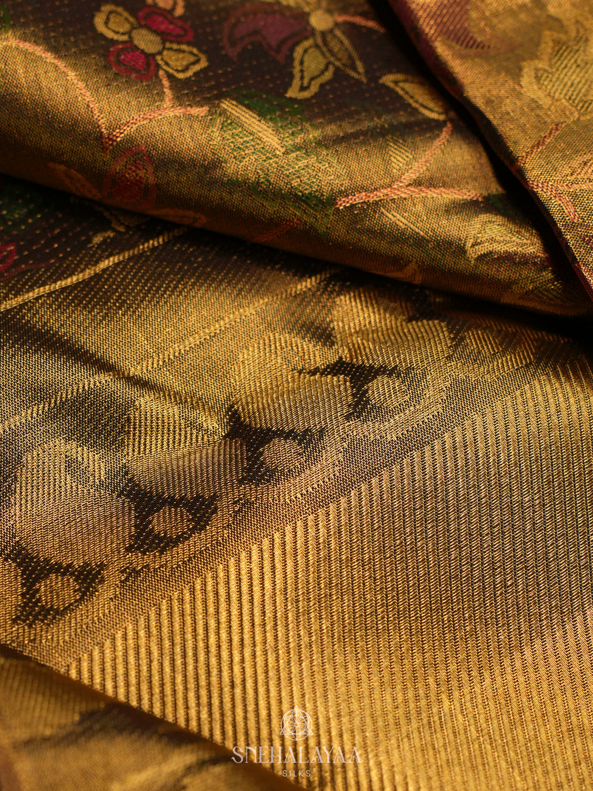 Golden Kanjivaram Silk Saree