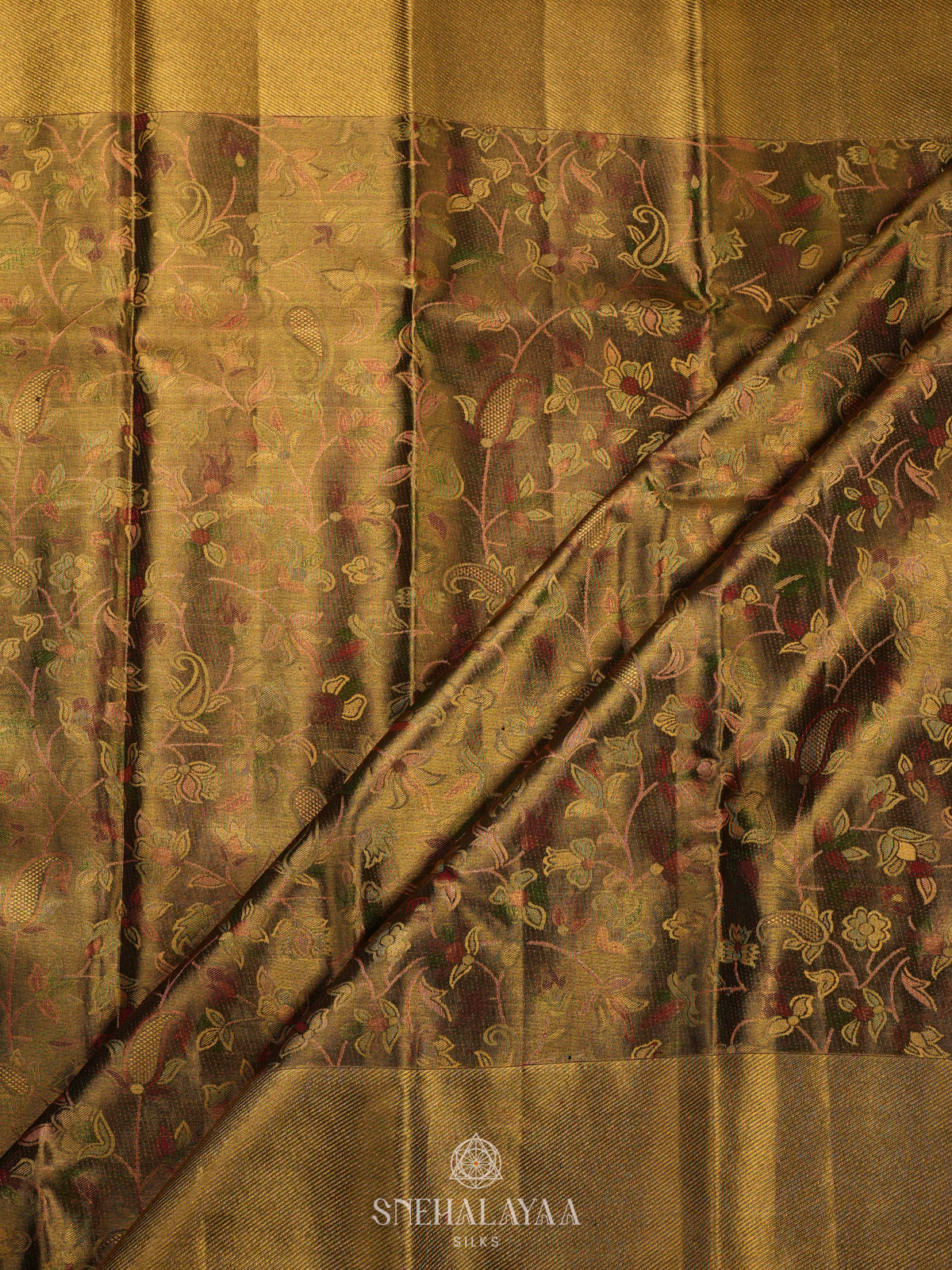 Golden Kanjivaram Silk Saree