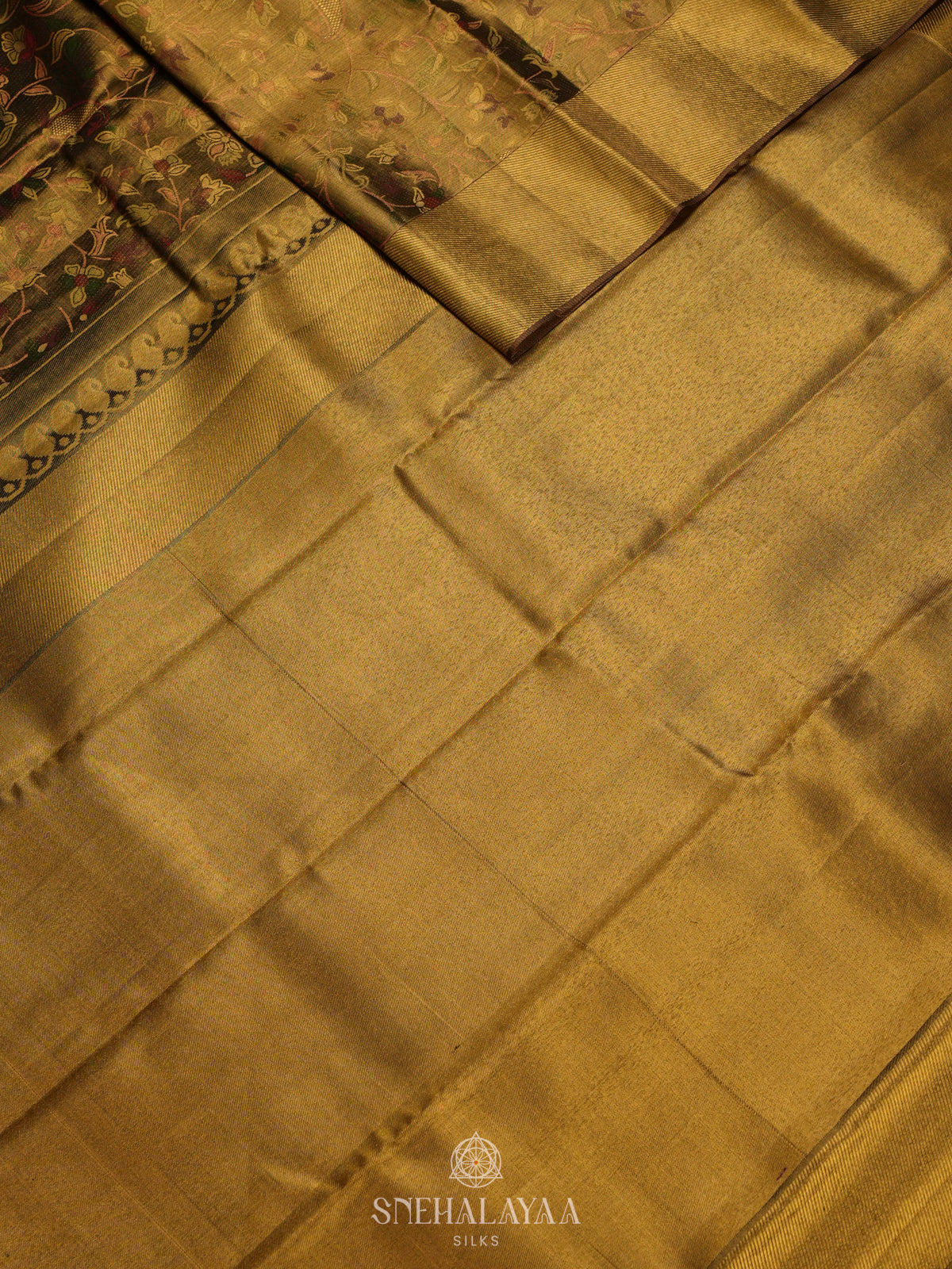 Golden Kanjivaram Silk Saree