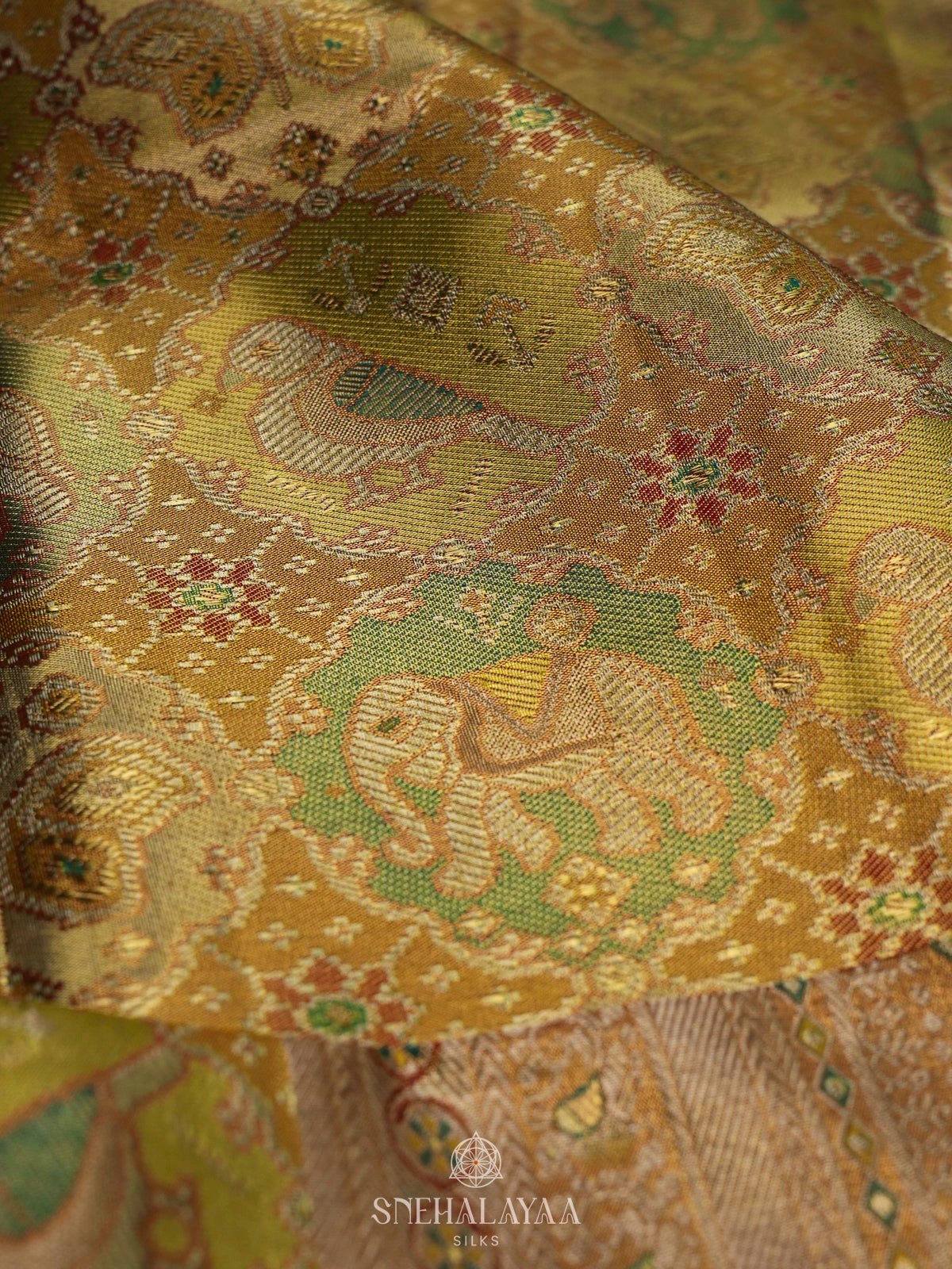 Golden Yellow Kanjivaram Silk Saree