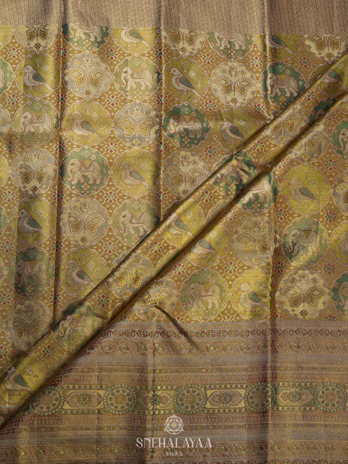 Golden Yellow Kanjivaram Silk Saree