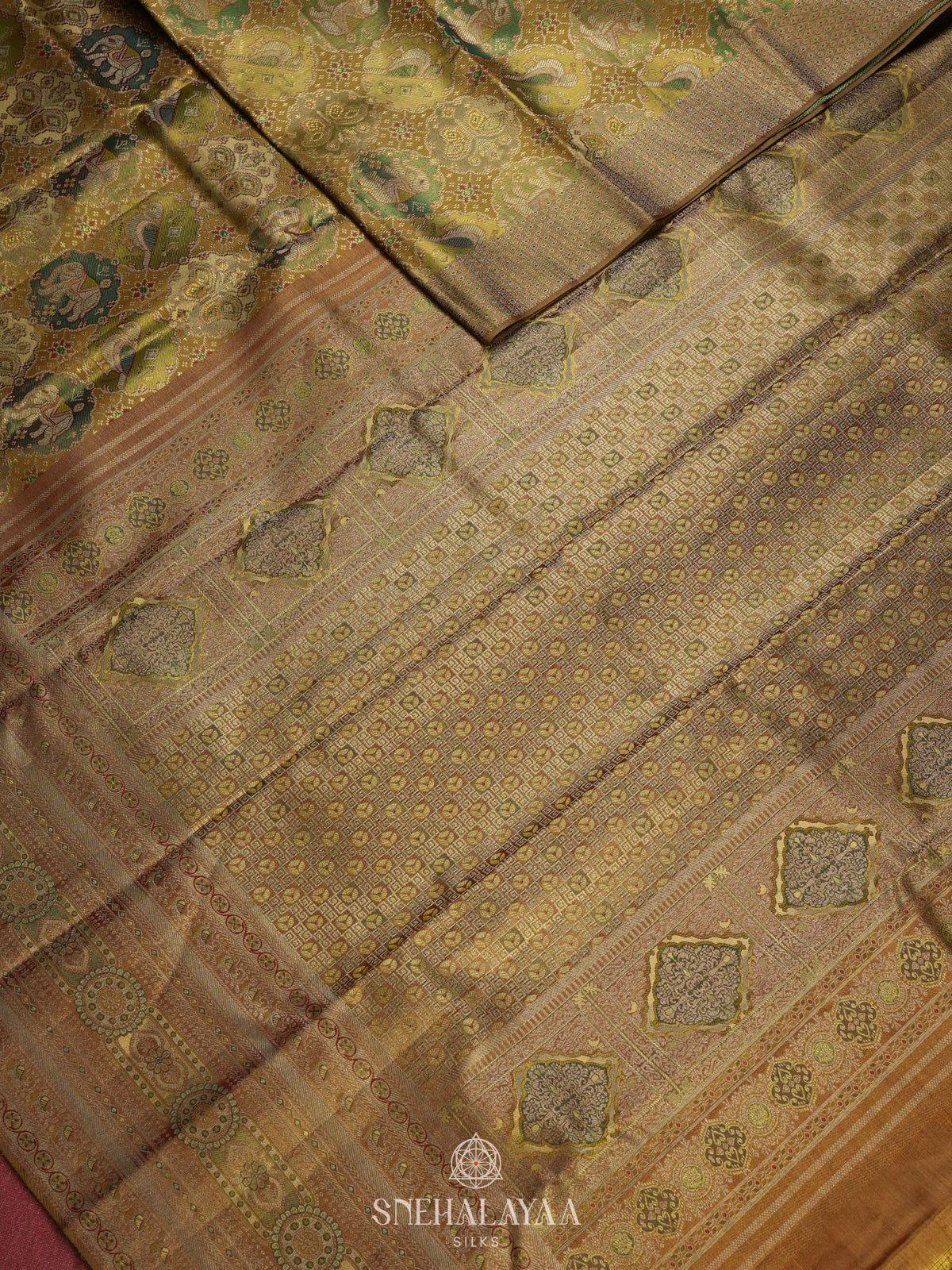 Golden Yellow Kanjivaram Silk Saree