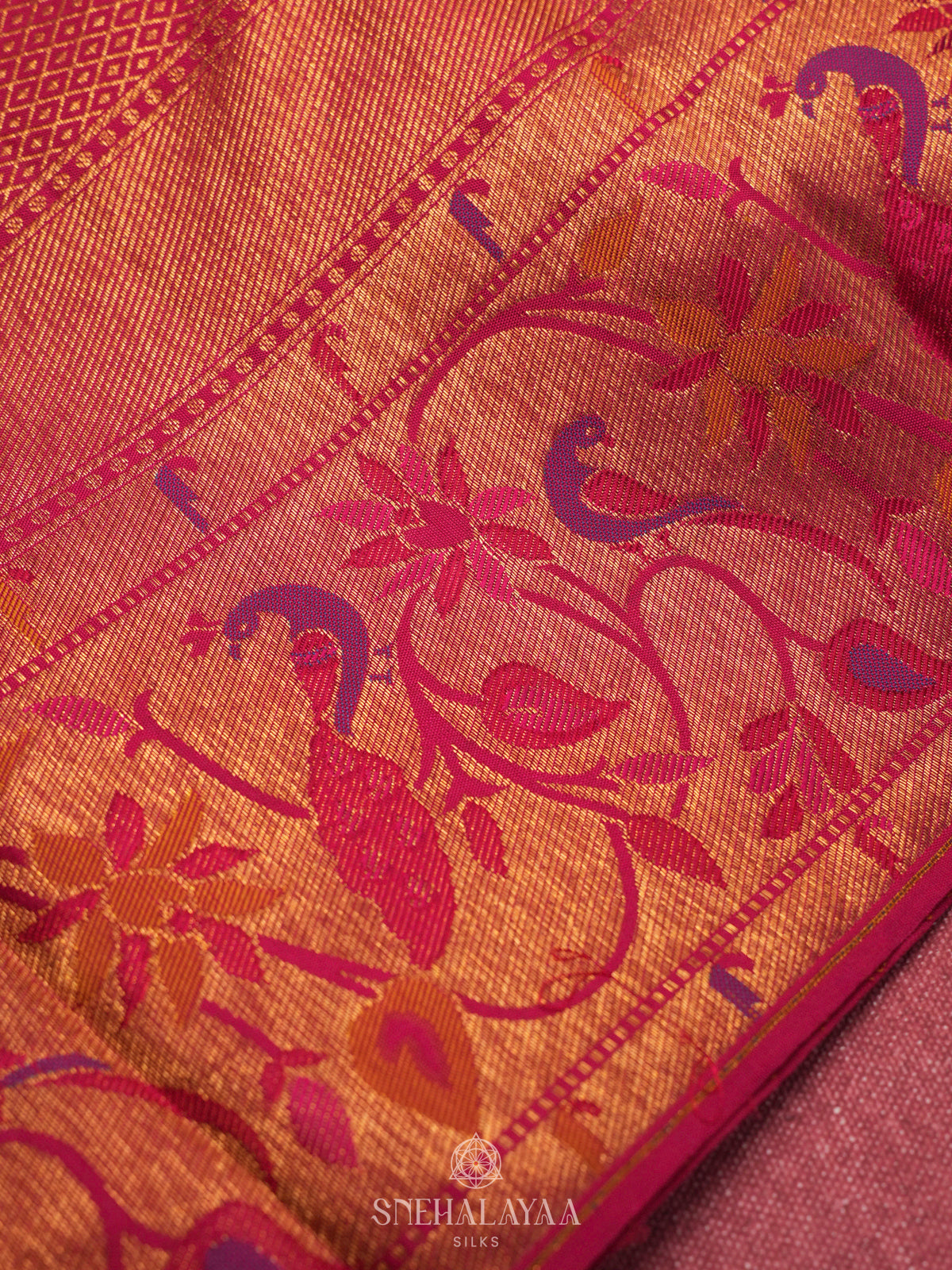 Orange Kanjivaram Silk Saree