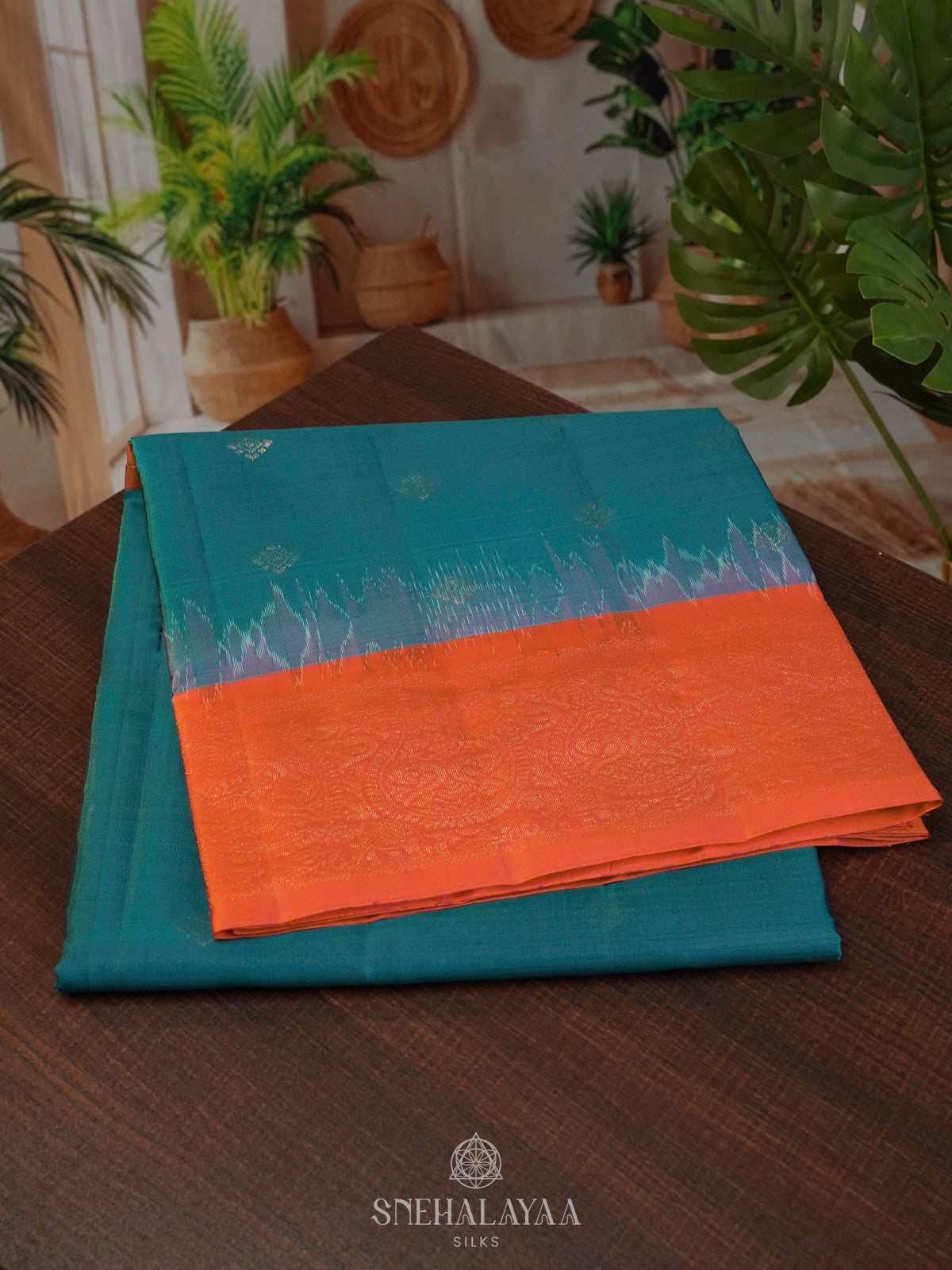 Peacock Blue Soft Silk Saree