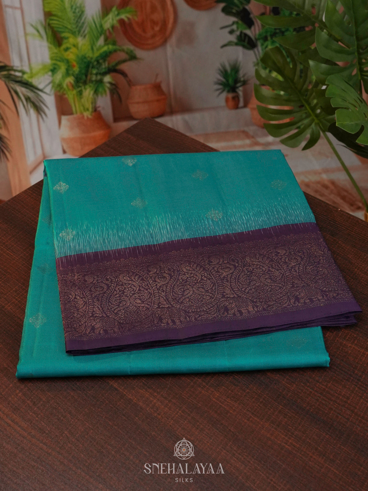 Peacock Blue Soft Silk Saree