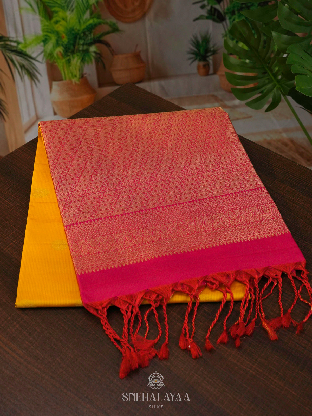 Mango Yellow Soft Silk Saree