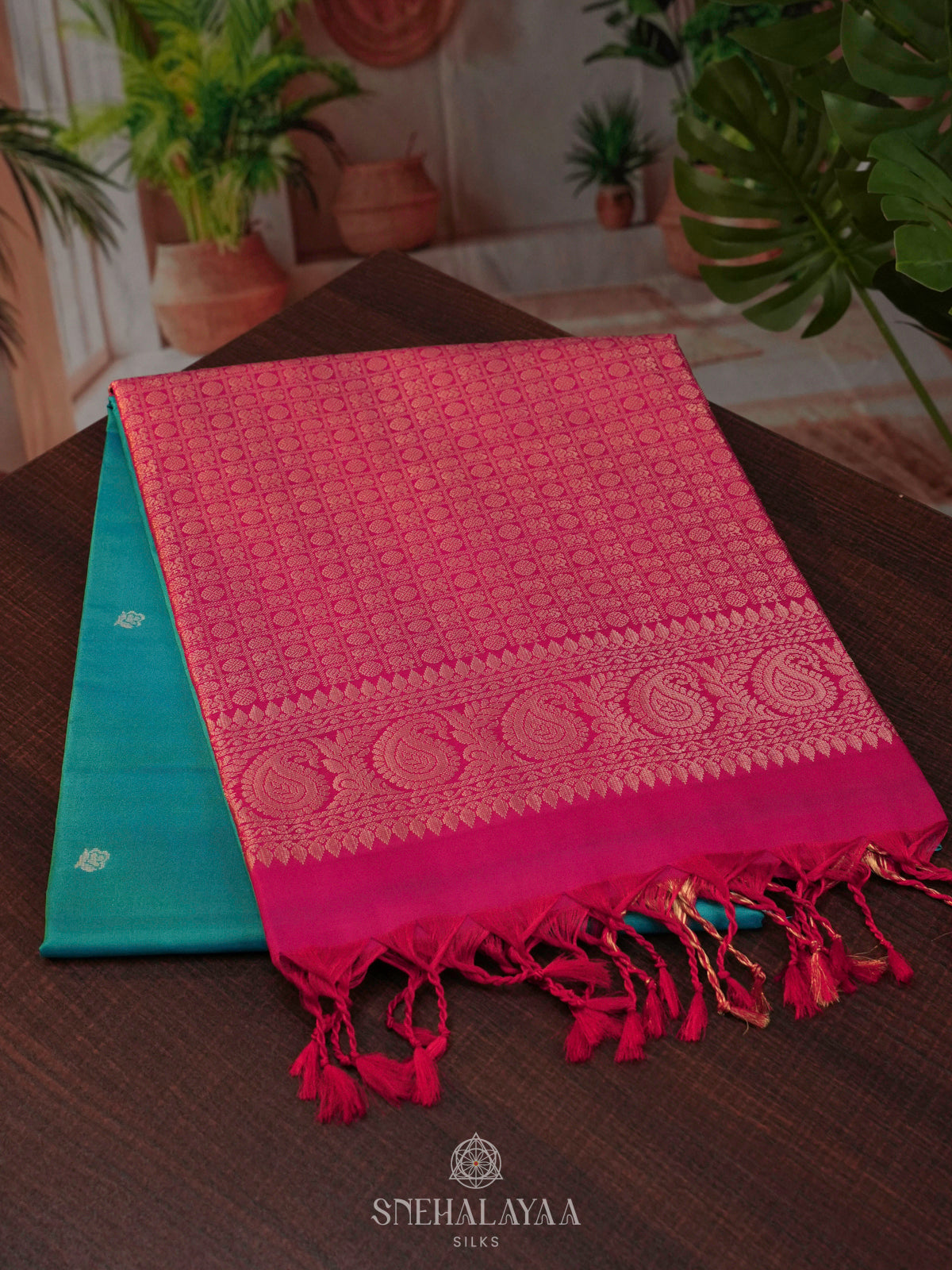 Peacock Blue Soft Silk Saree