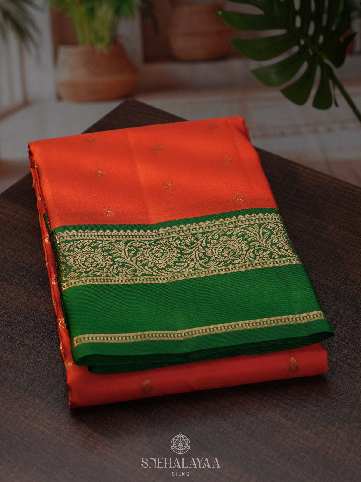 Rust Orange Kanjivaram Silk Saree