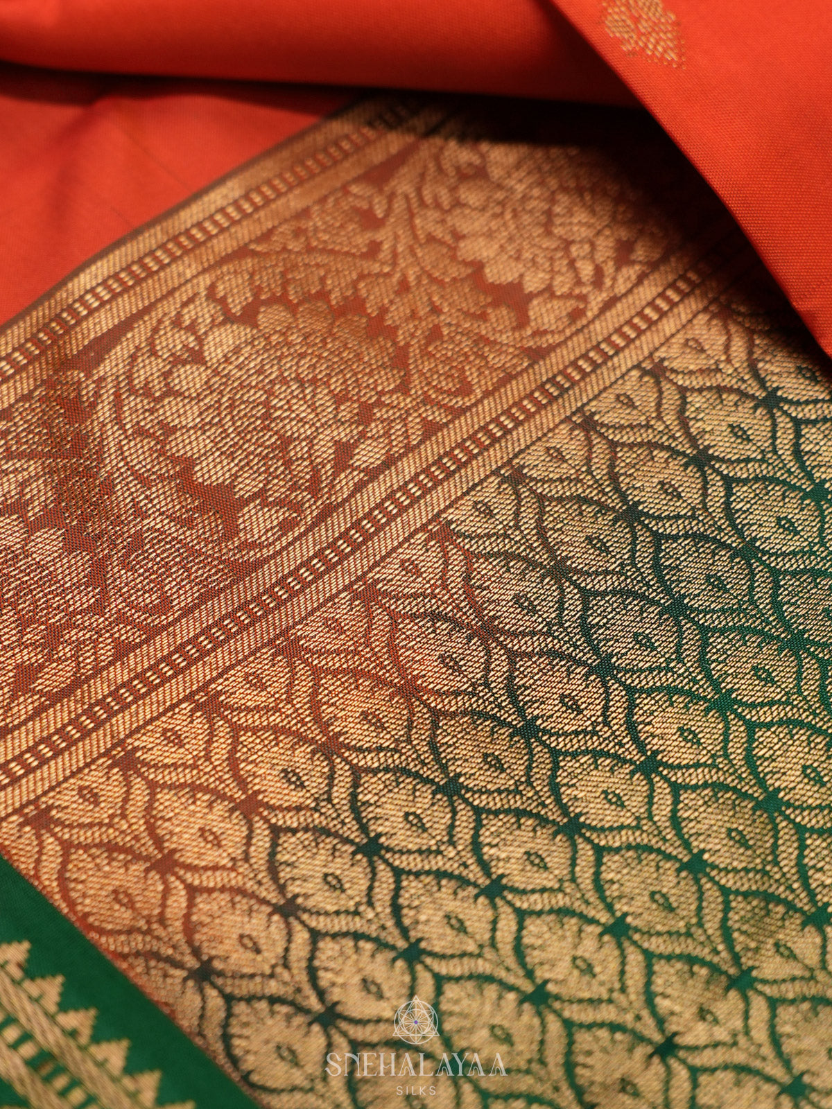 Rust Orange Kanjivaram Silk Saree