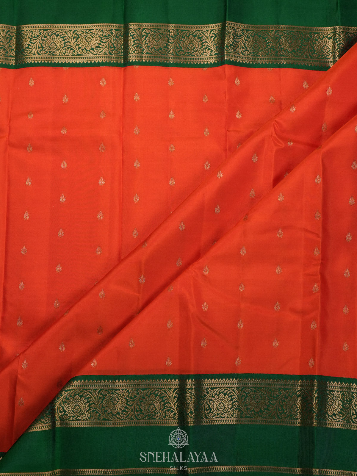 Rust Orange Kanjivaram Silk Saree