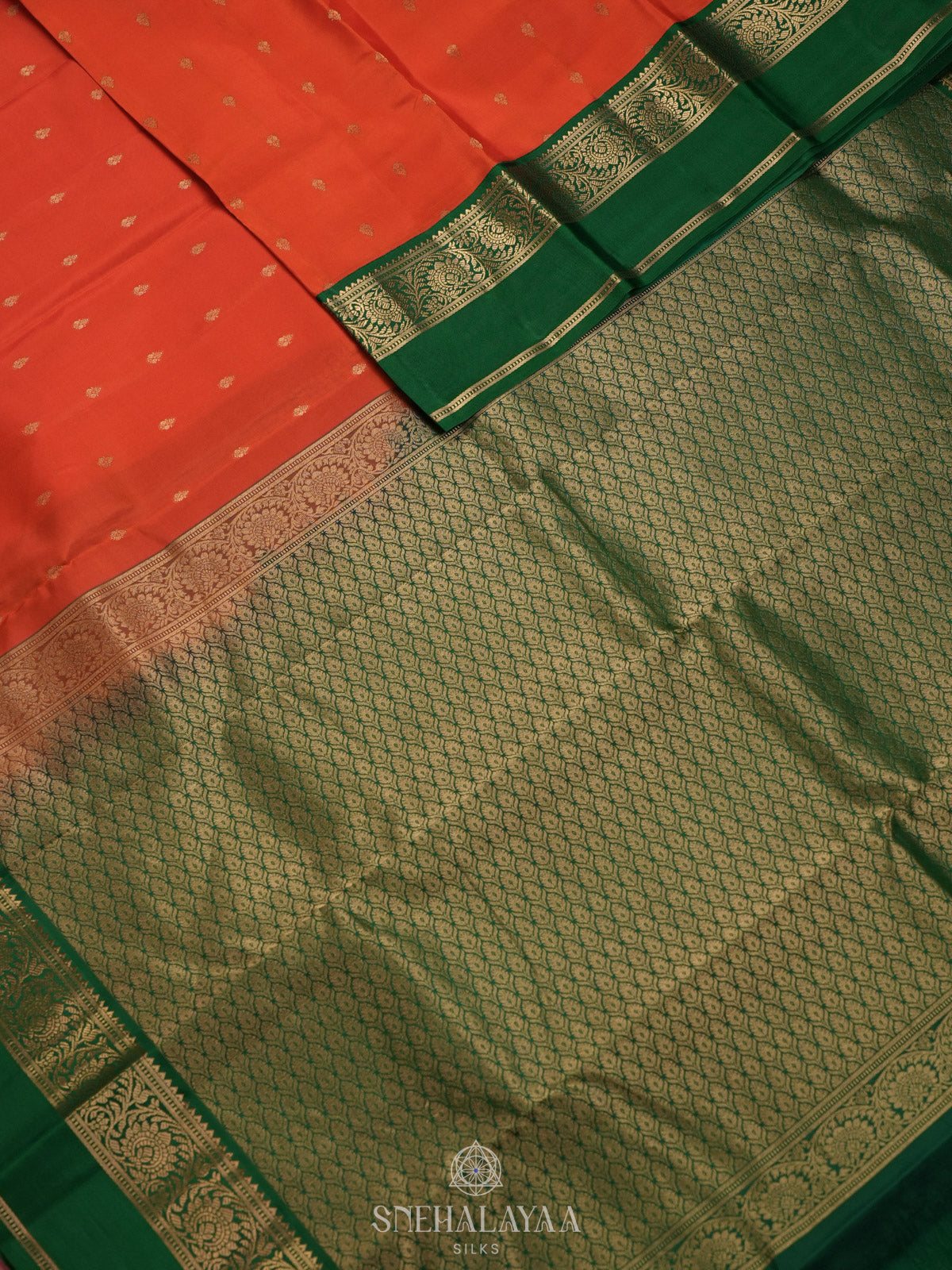 Rust Orange Kanjivaram Silk Saree
