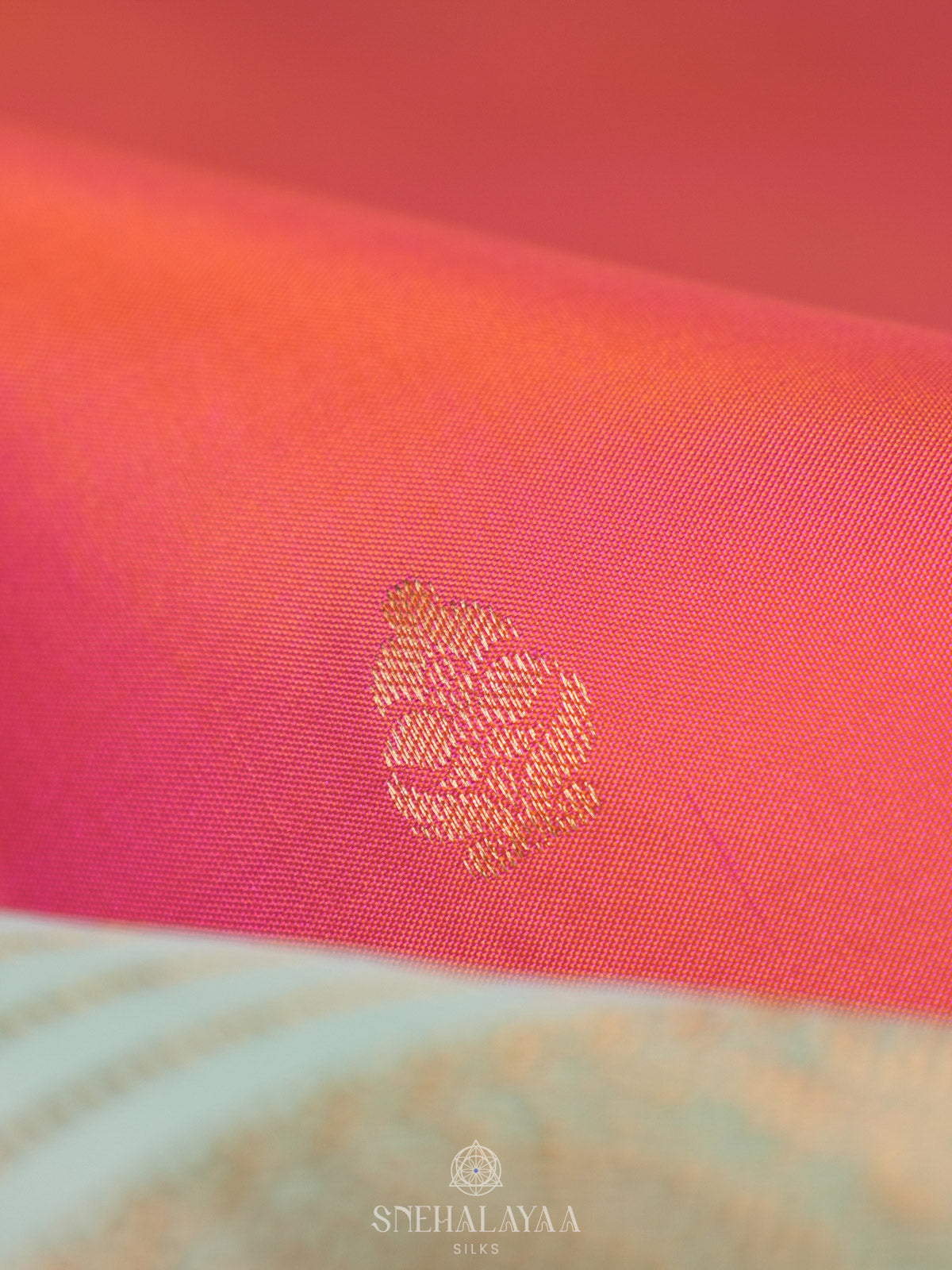 Coral Pink Kanjivaram Silk Saree