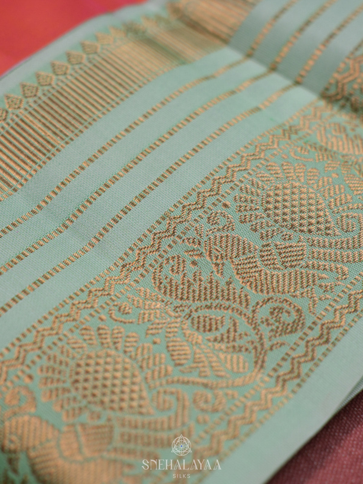 Coral Pink Kanjivaram Silk Saree