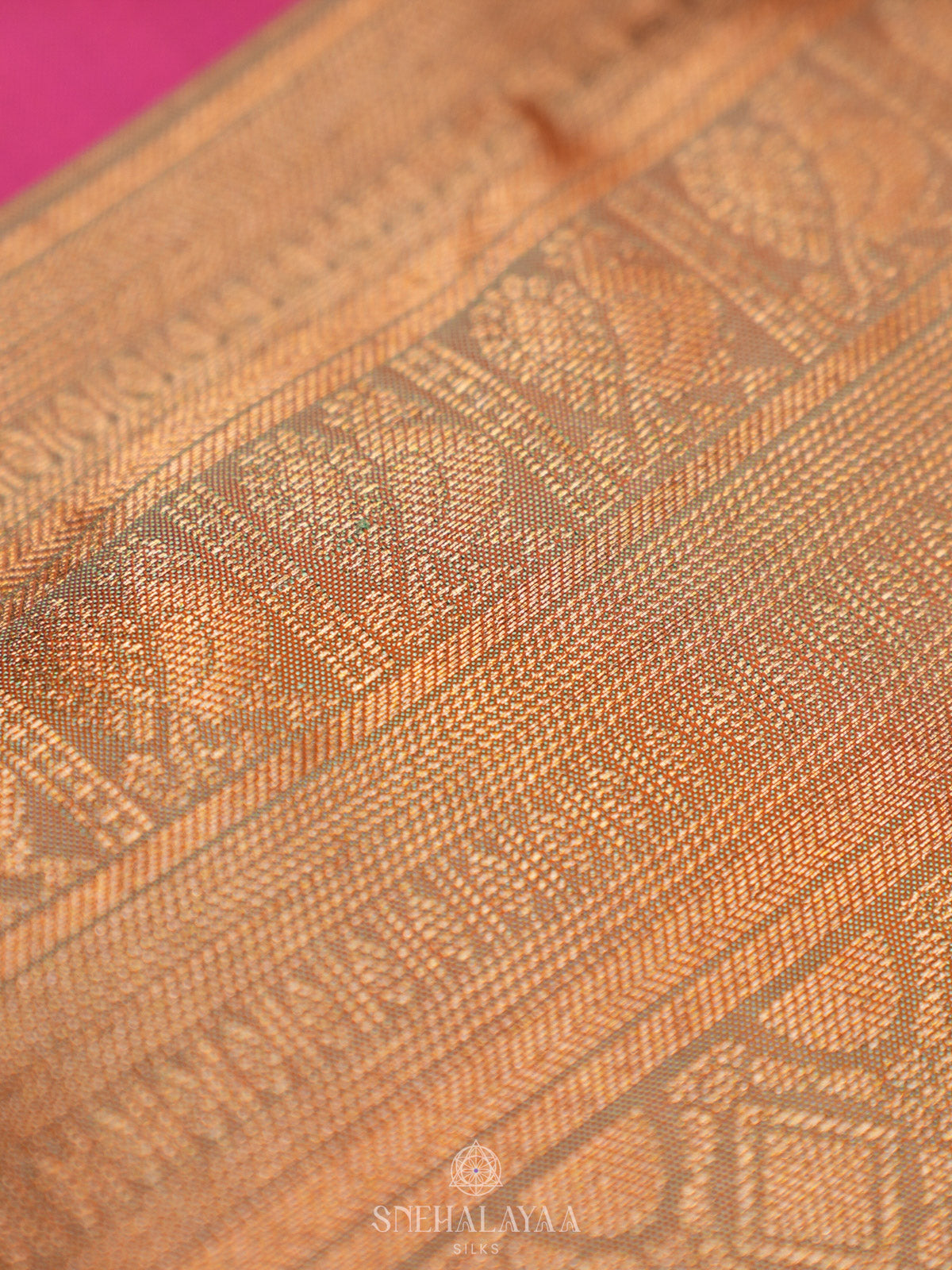 Coral Pink Kanjivaram Silk Saree