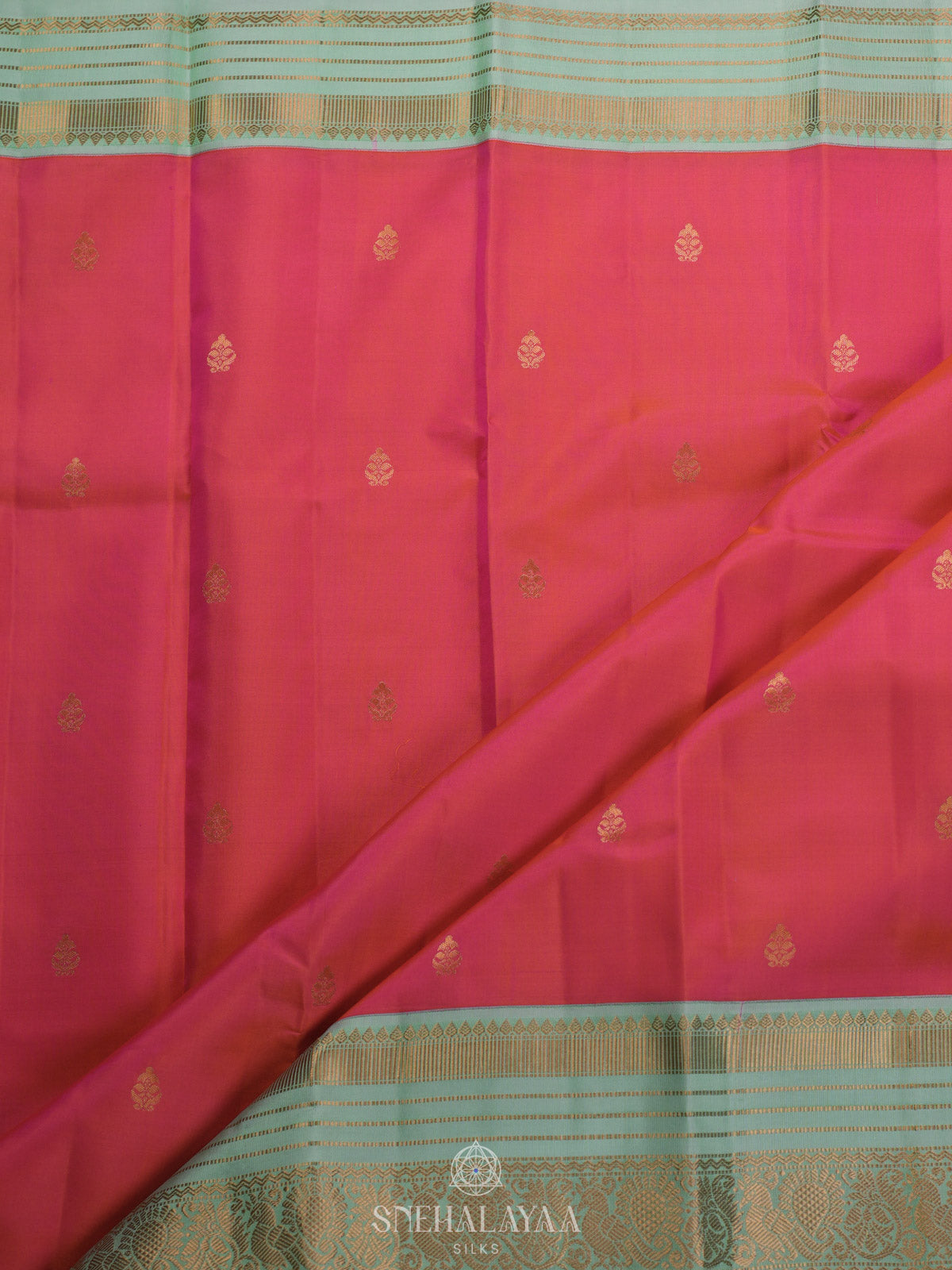 Coral Pink Kanjivaram Silk Saree