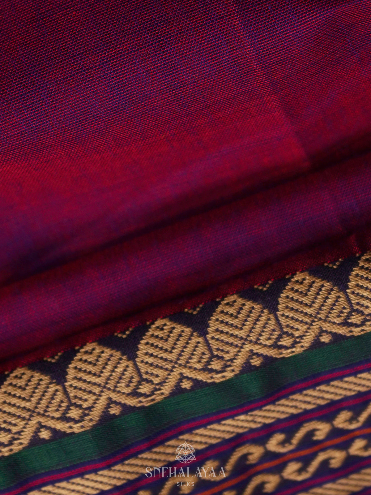 Magenta Narayanpet Cotton Saree without Blouse