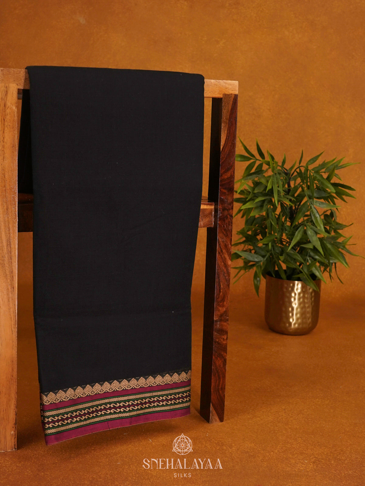 Black Narayanpet Cotton Saree without Blouse