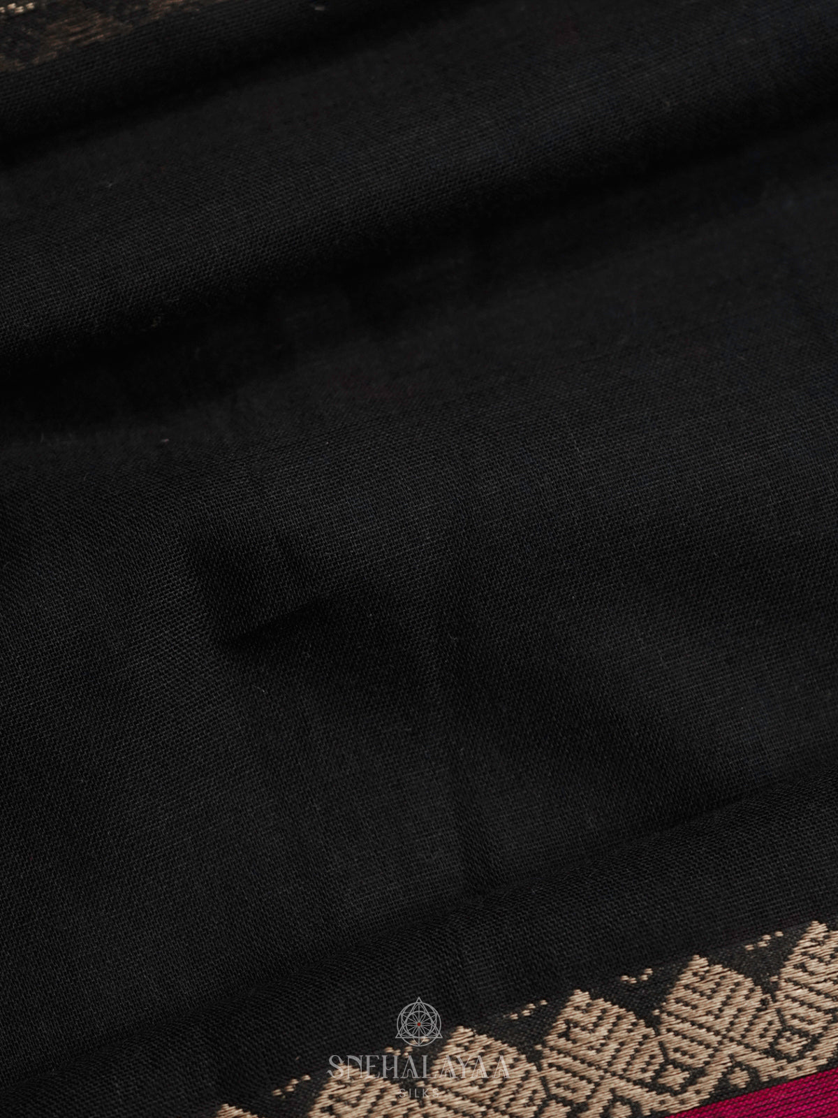 Black Narayanpet Cotton Saree without Blouse