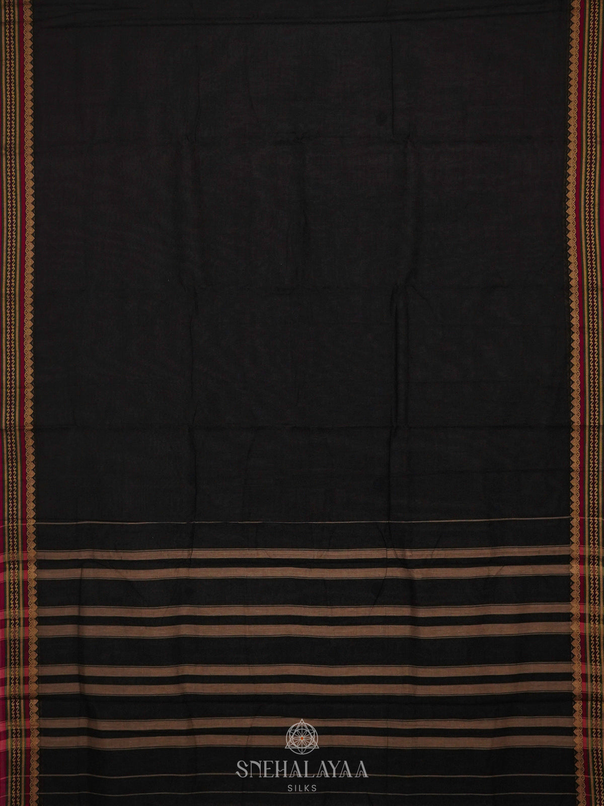 Black Narayanpet Cotton Saree without Blouse