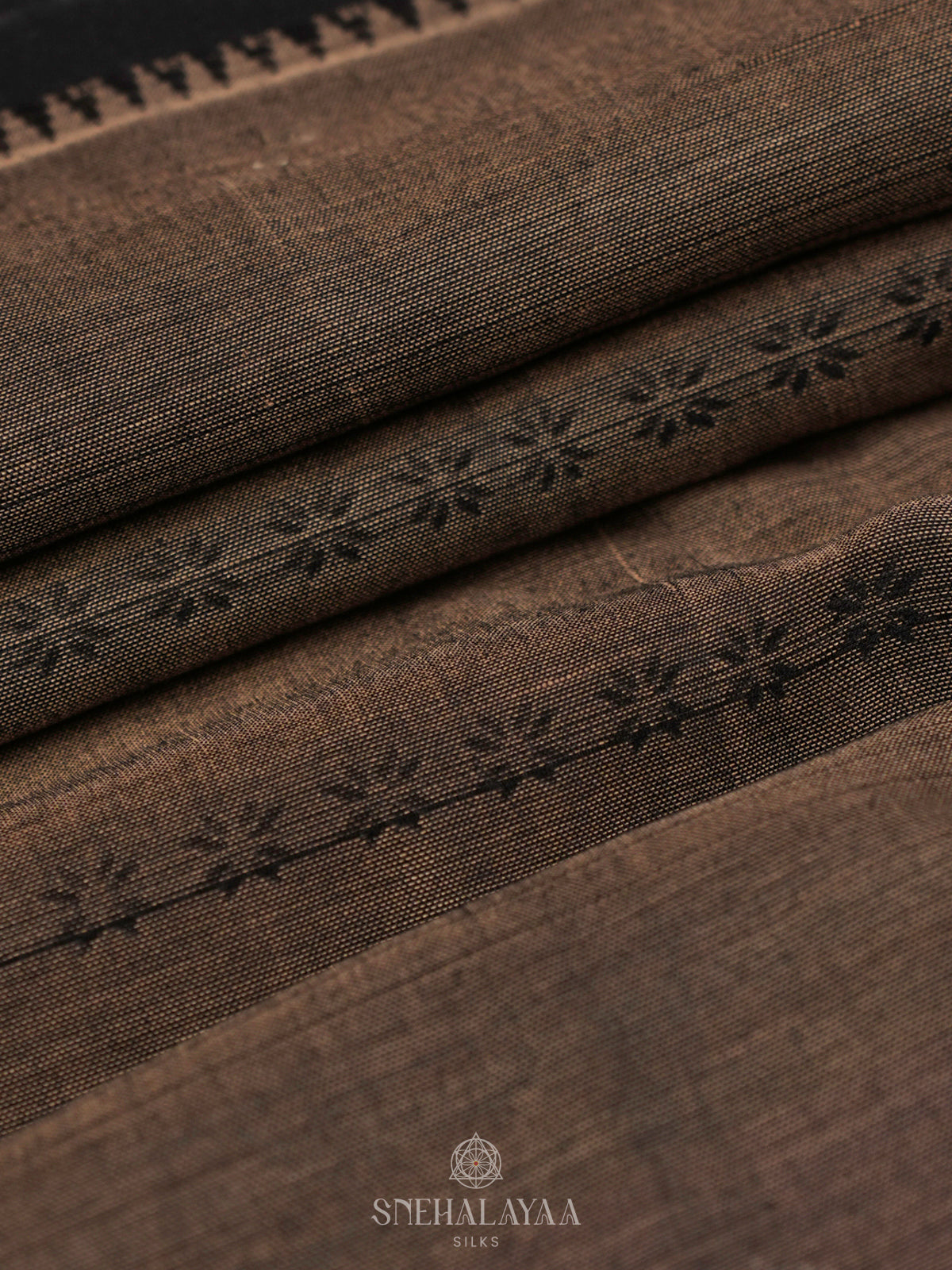 Brown Narayanpet Cotton Saree without Blouse