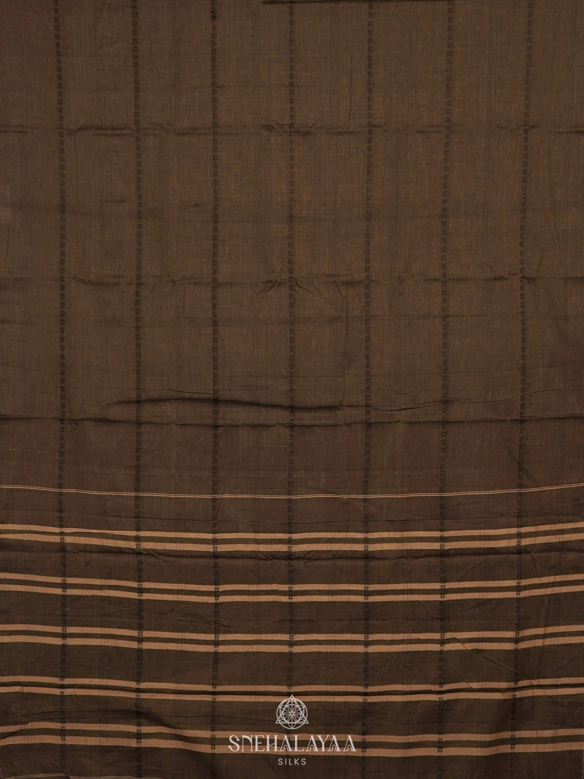 Brown Narayanpet Cotton Saree without Blouse