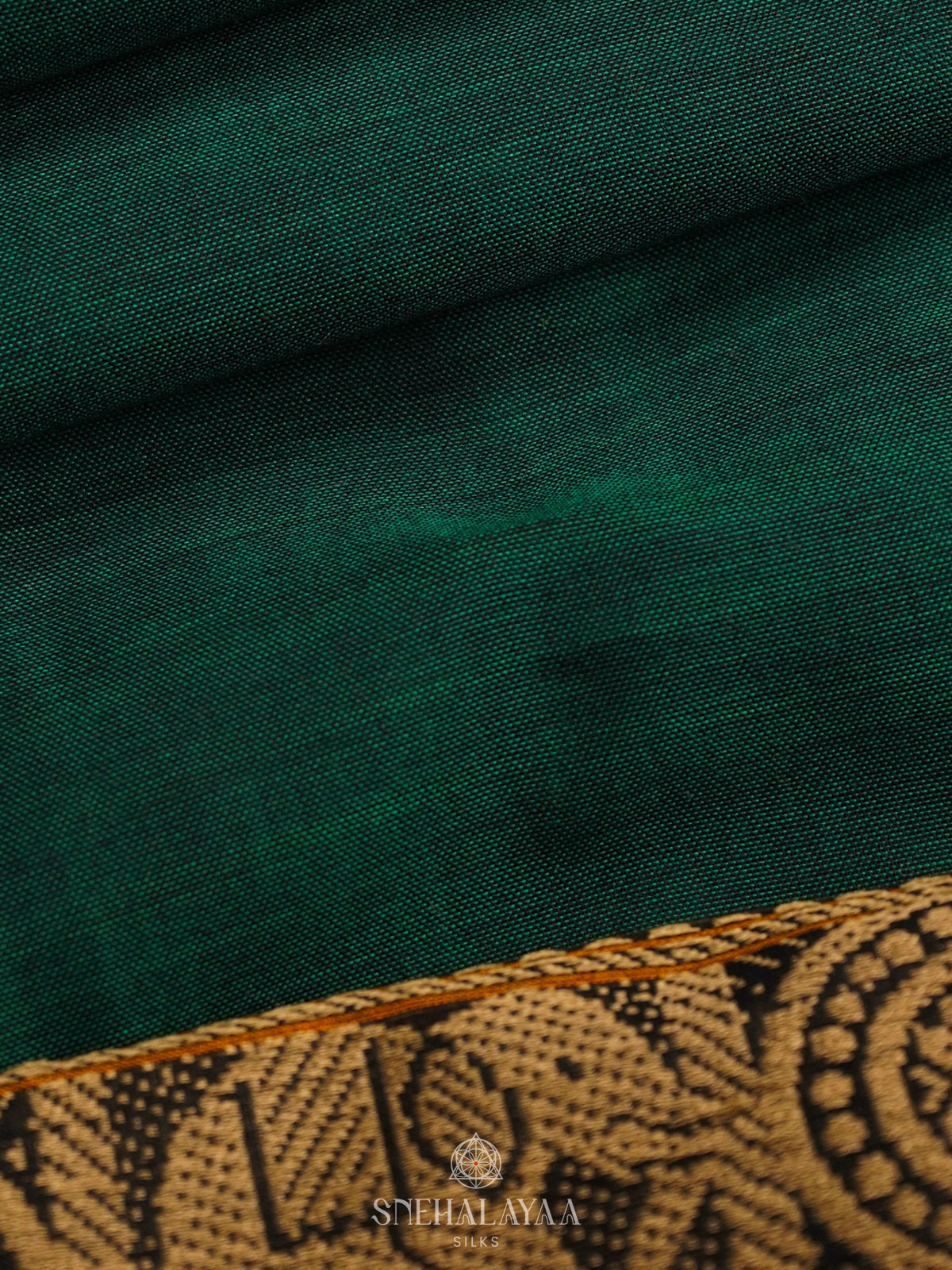 Forest Green Narayanpet Cotton Saree without Blouse