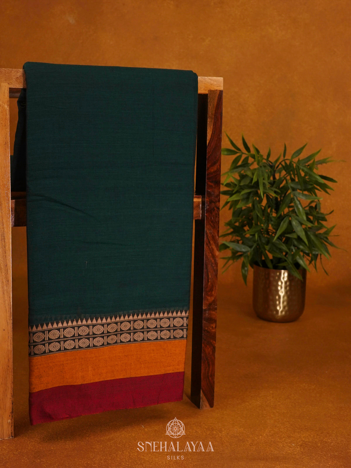 Forest Green Narayanpet Cotton Saree without Blouse
