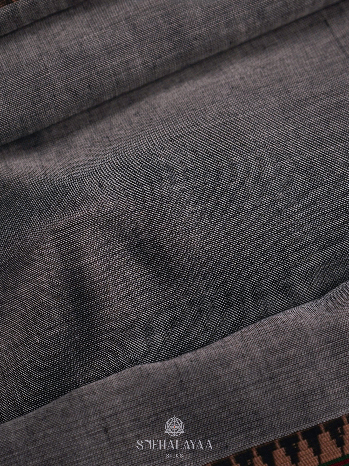 Grey Narayanpet Cotton Saree without Blouse