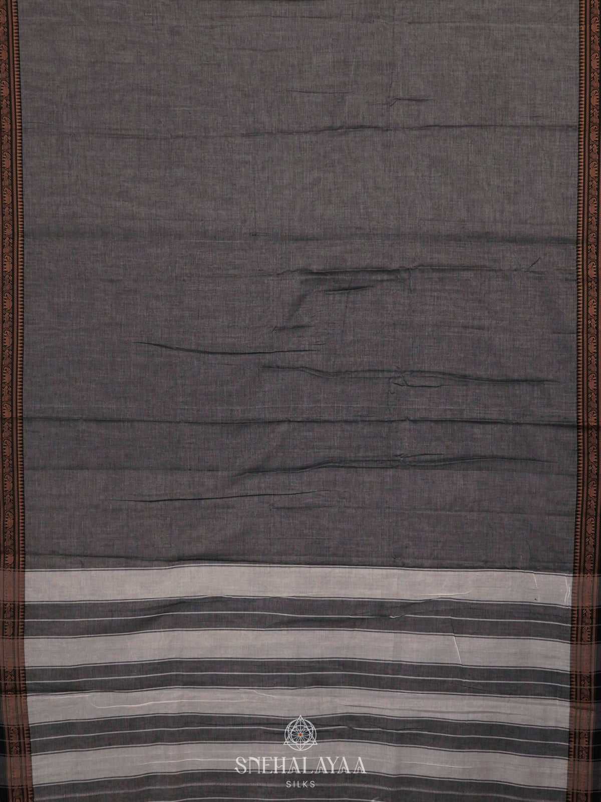 Grey Narayanpet Cotton Saree without Blouse
